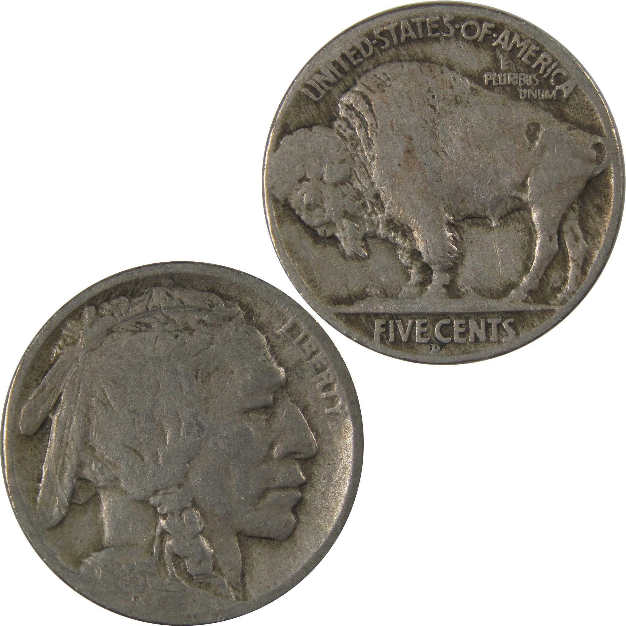 1913 D Type 2 Indian Head Buffalo Nickel VG Very Good SKU:I23982