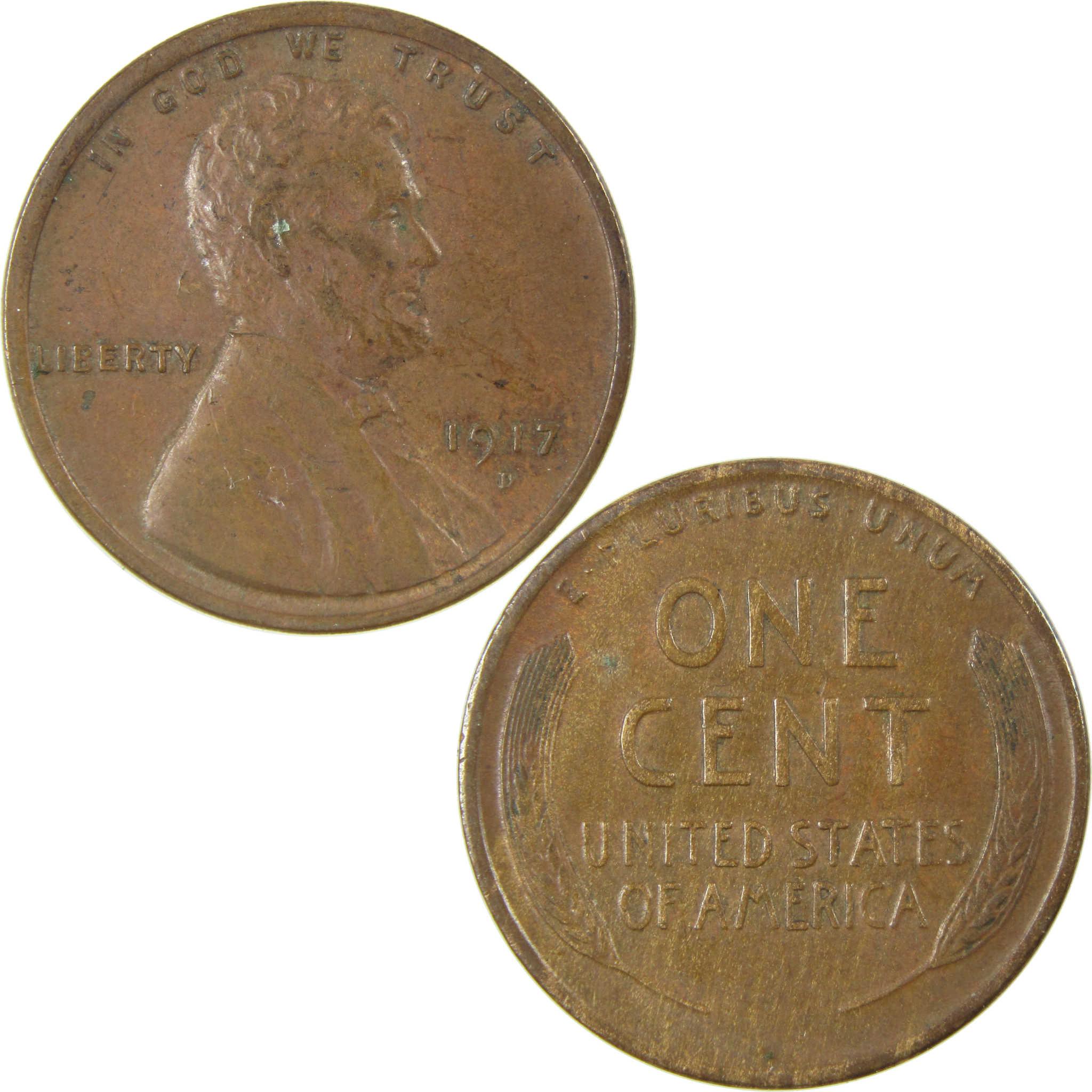 1917 D Lincoln Wheat Cent XF EF Extremely Fine Penny SKU:I27653