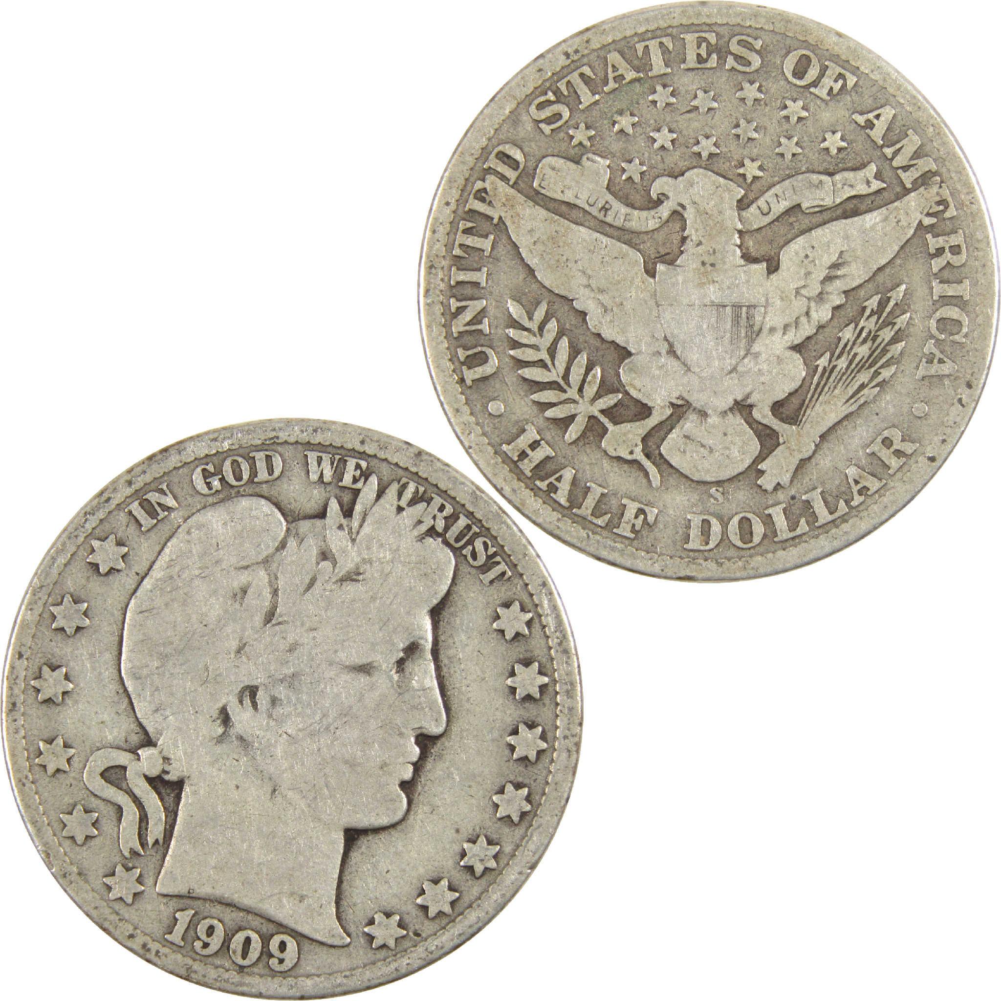 1909 S Barber Half Dollar G Good Silver 50c Coin