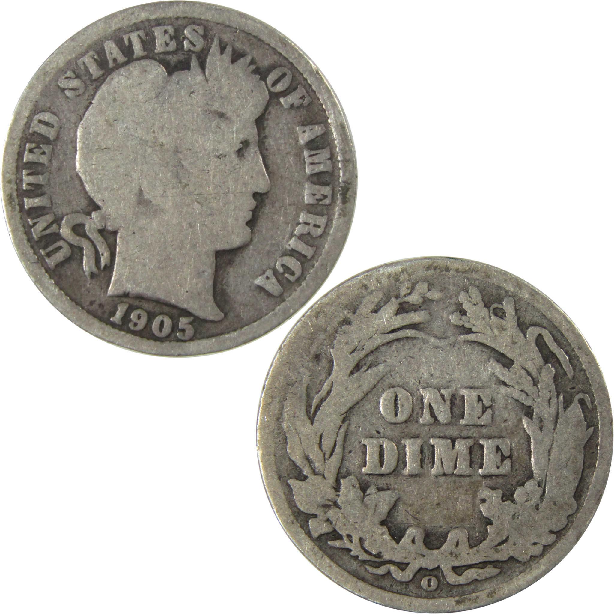 1905 O Micro O Barber Silver Dime G Good Details 10c Coin SKU:I26625