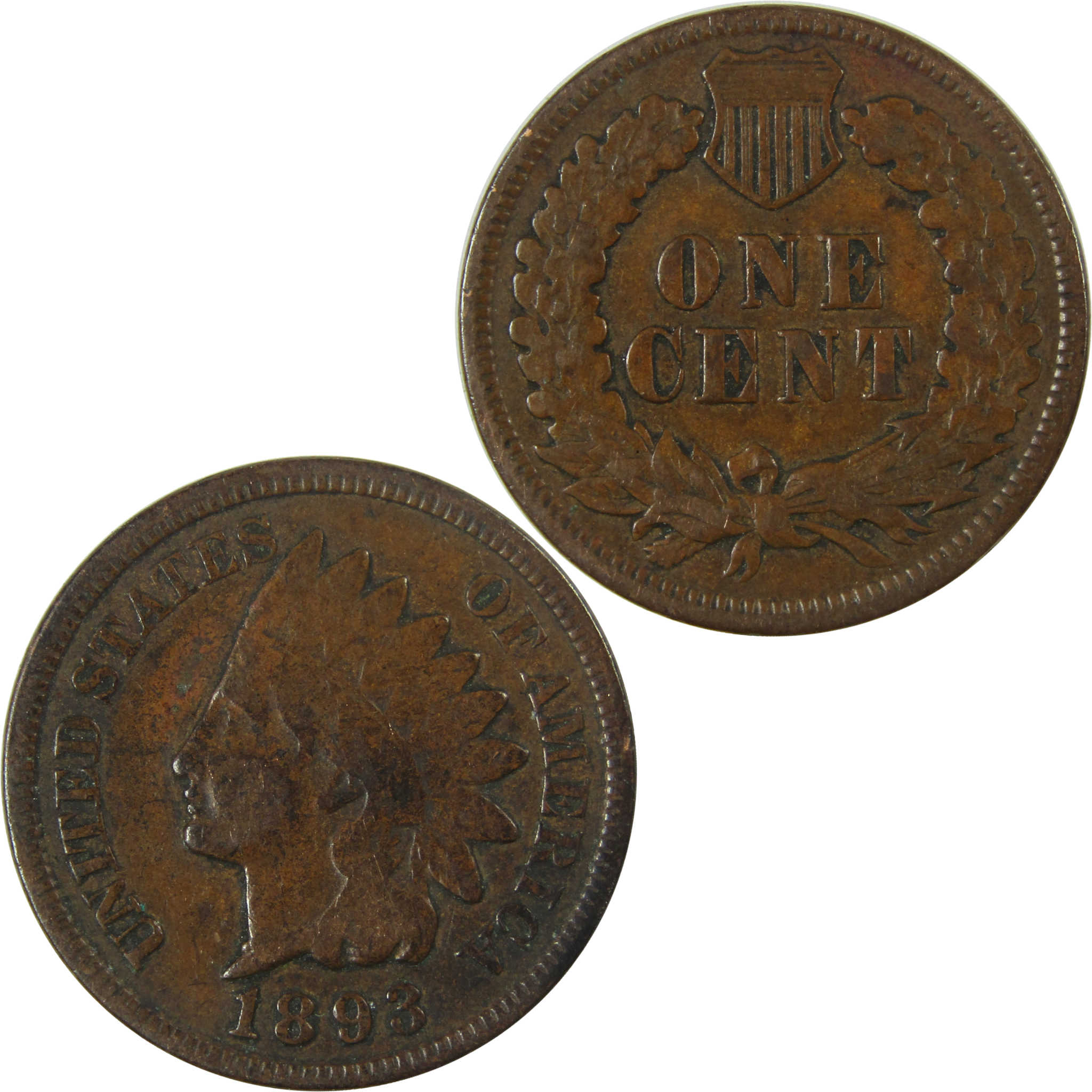 1893 Indian Head Cent VG Very Good Penny 1c Coin SKU:I26974