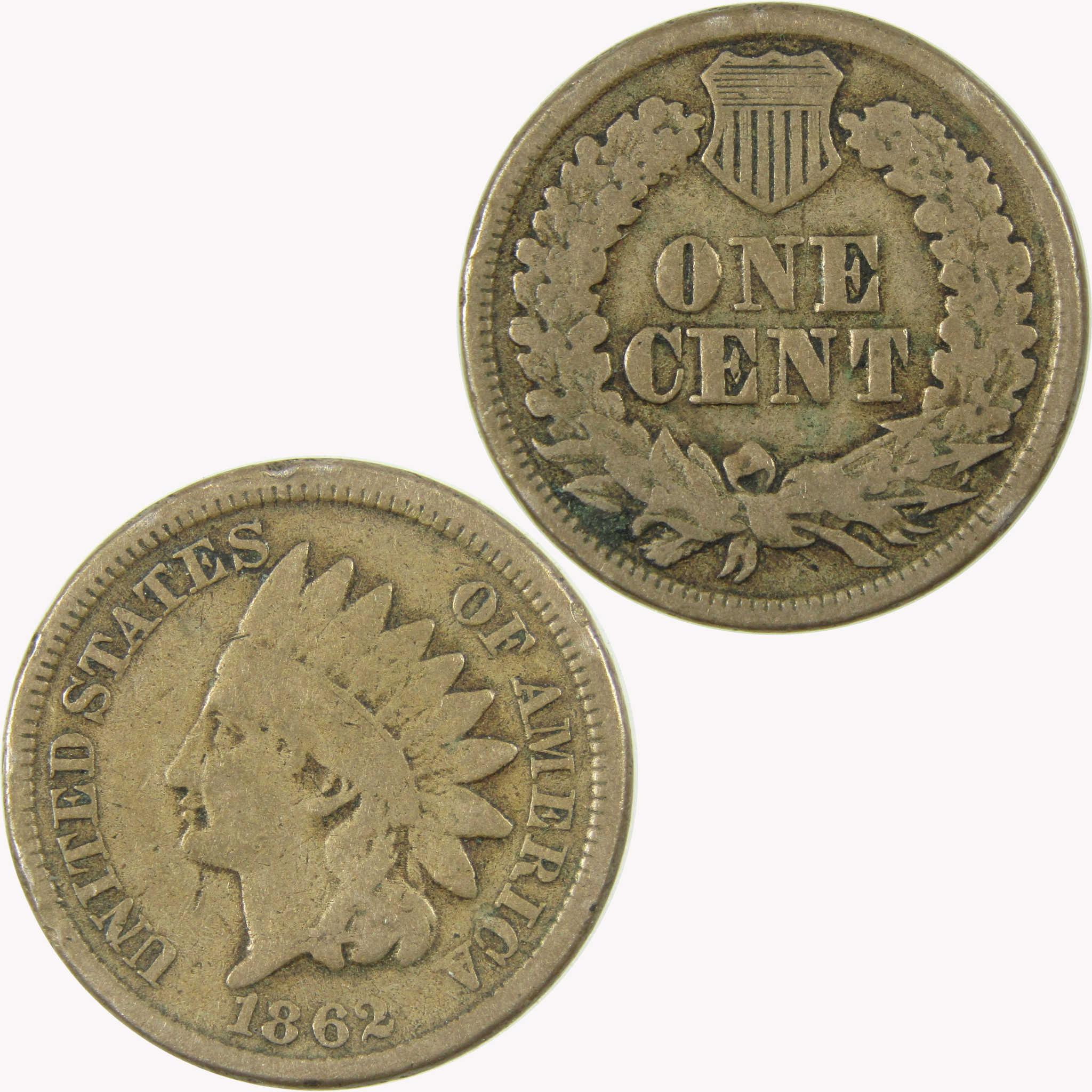 1862 Indian Head Cent G Good Penny 1c Coin SKU:CP1085