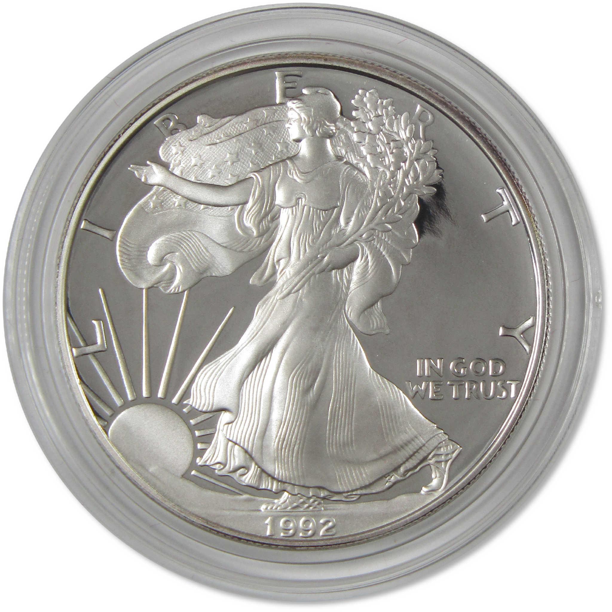 1992 S American Silver Eagle Bullion Proof $1 Coin Collectible OGP COA