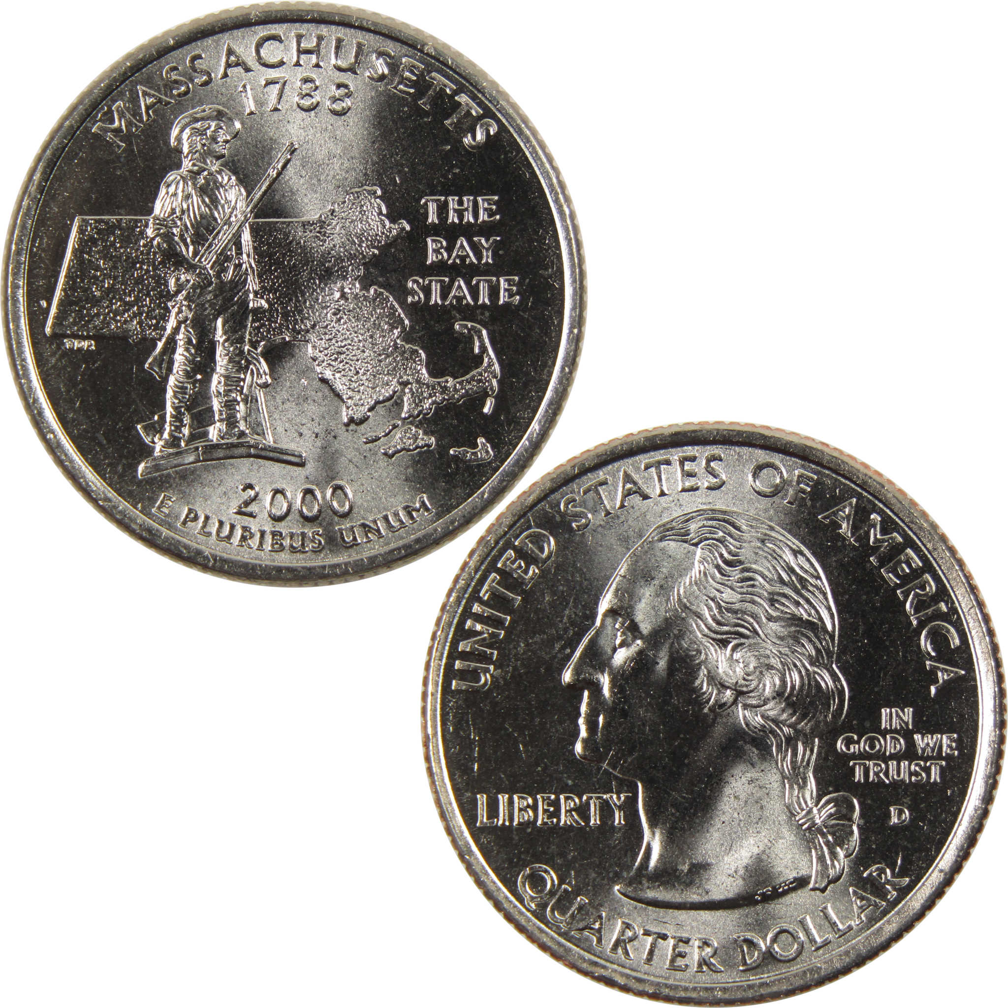 2000 D Massachusetts State Quarter BU Uncirculated Clad 25c Coin