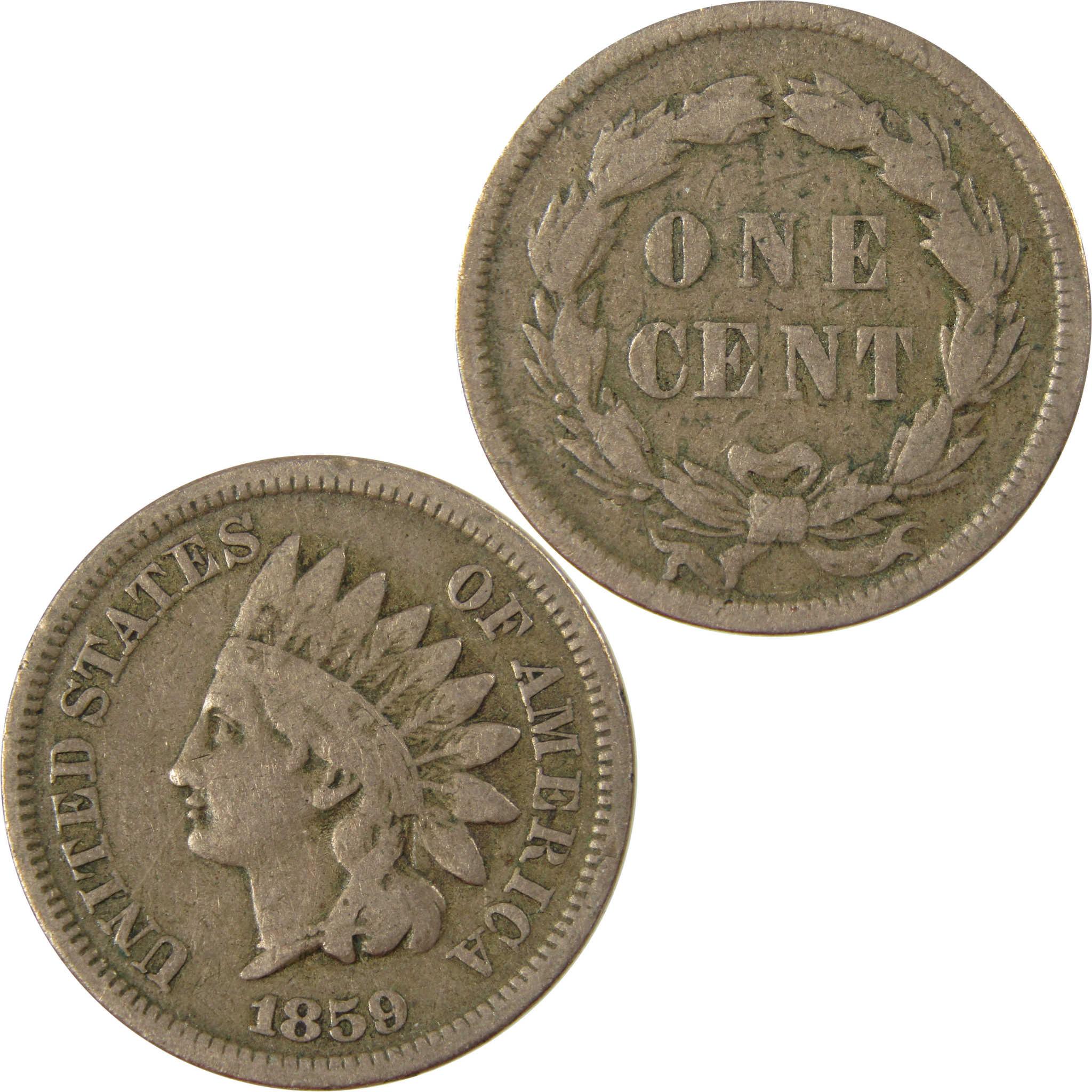 1859 Indian Head Cent VG Very Good Penny 1c Coin SKU:CP1259