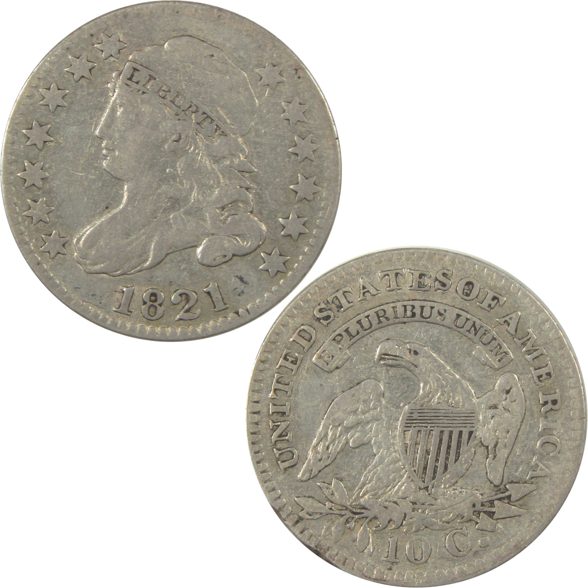 1821 Large Date Capped Bust Dime VF Very Fine Silver SKU:I20985