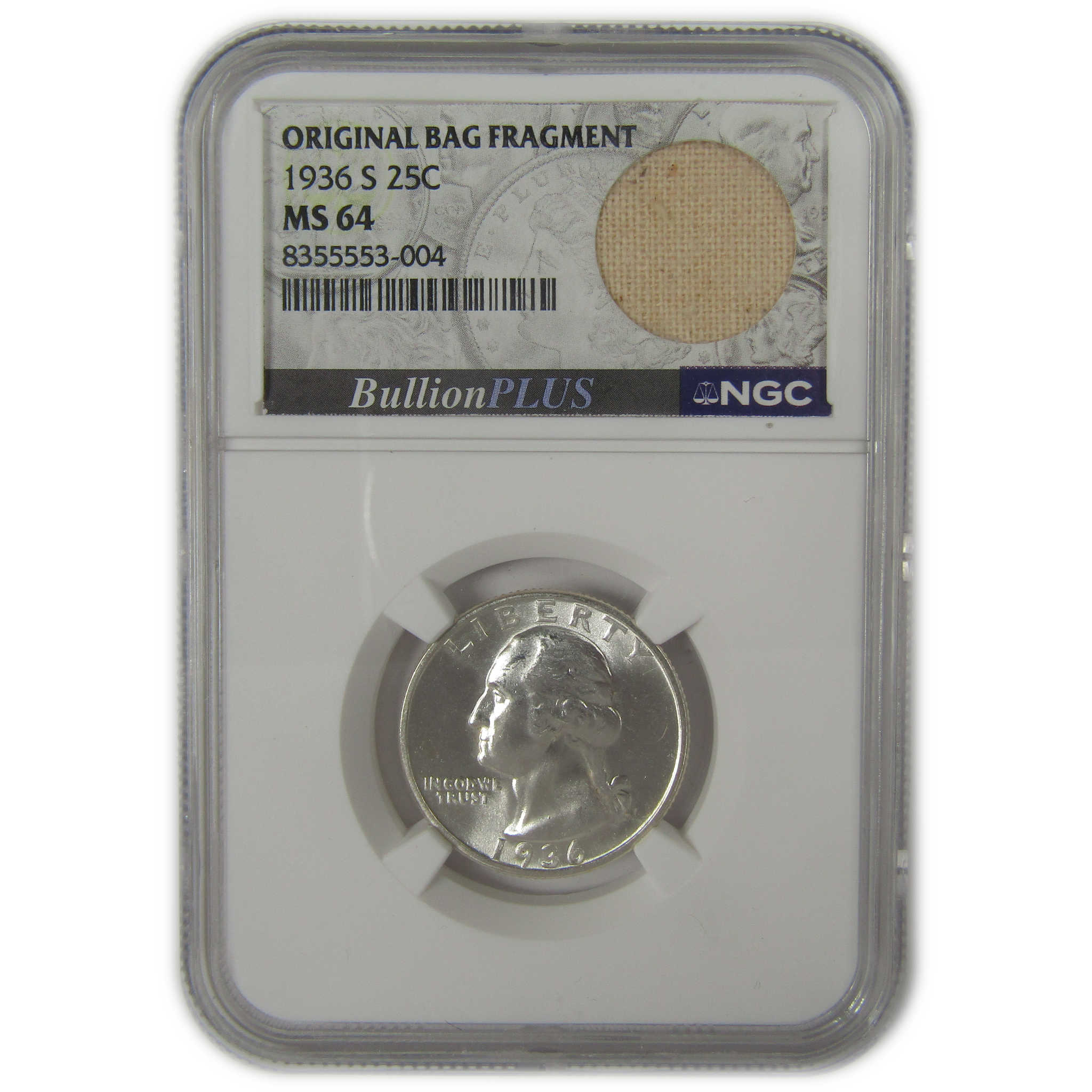 1936 S Washington Quarter MS 64 NGC Original Bag Fragment SKU:I22583
