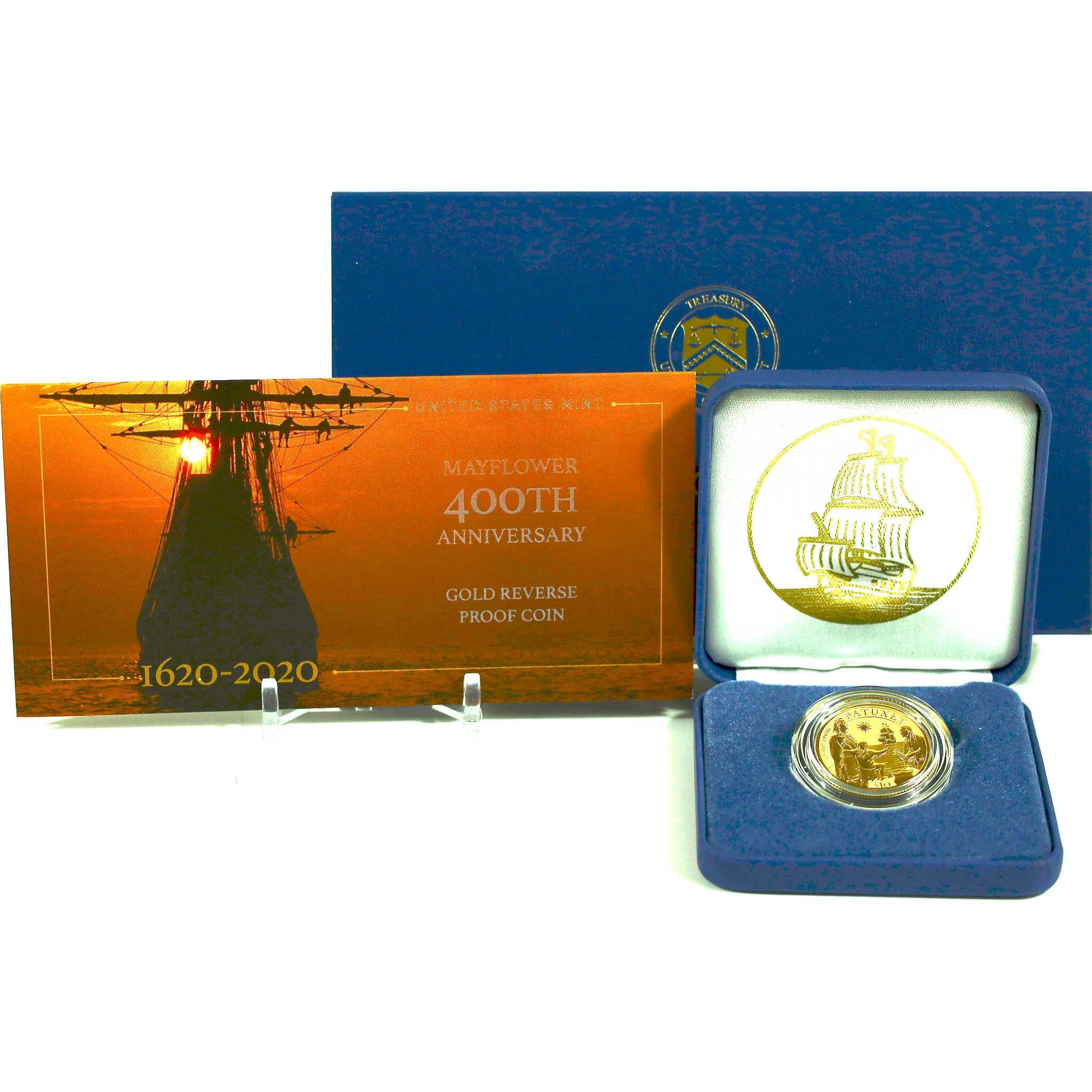 2020 W Mayflower 400th Anniversary Gold Reverse Proof $10 Coin OGP COA
