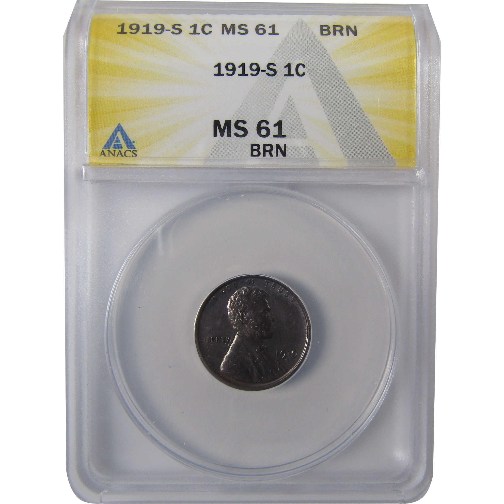 1919 S Lincoln Wheat Cent MS 61 BN ANACS Penny Uncirculated SKU:I25051