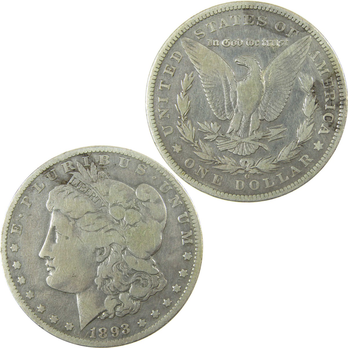 1893 O Morgan Silver Dollar F Fine Details $1 Coin SKU:CP1719