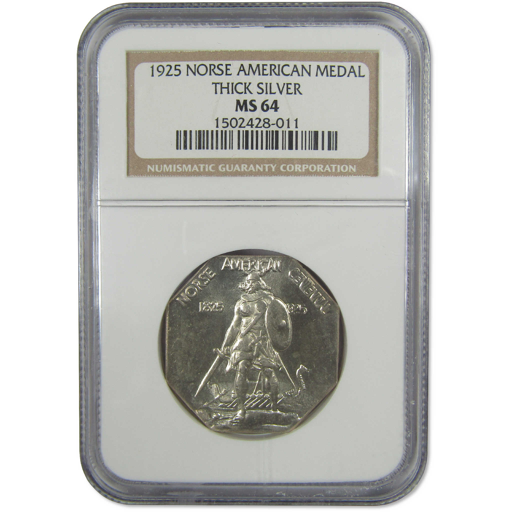 1925 Norse American Medal Thick Silver MS 64 NGC Uncirculated