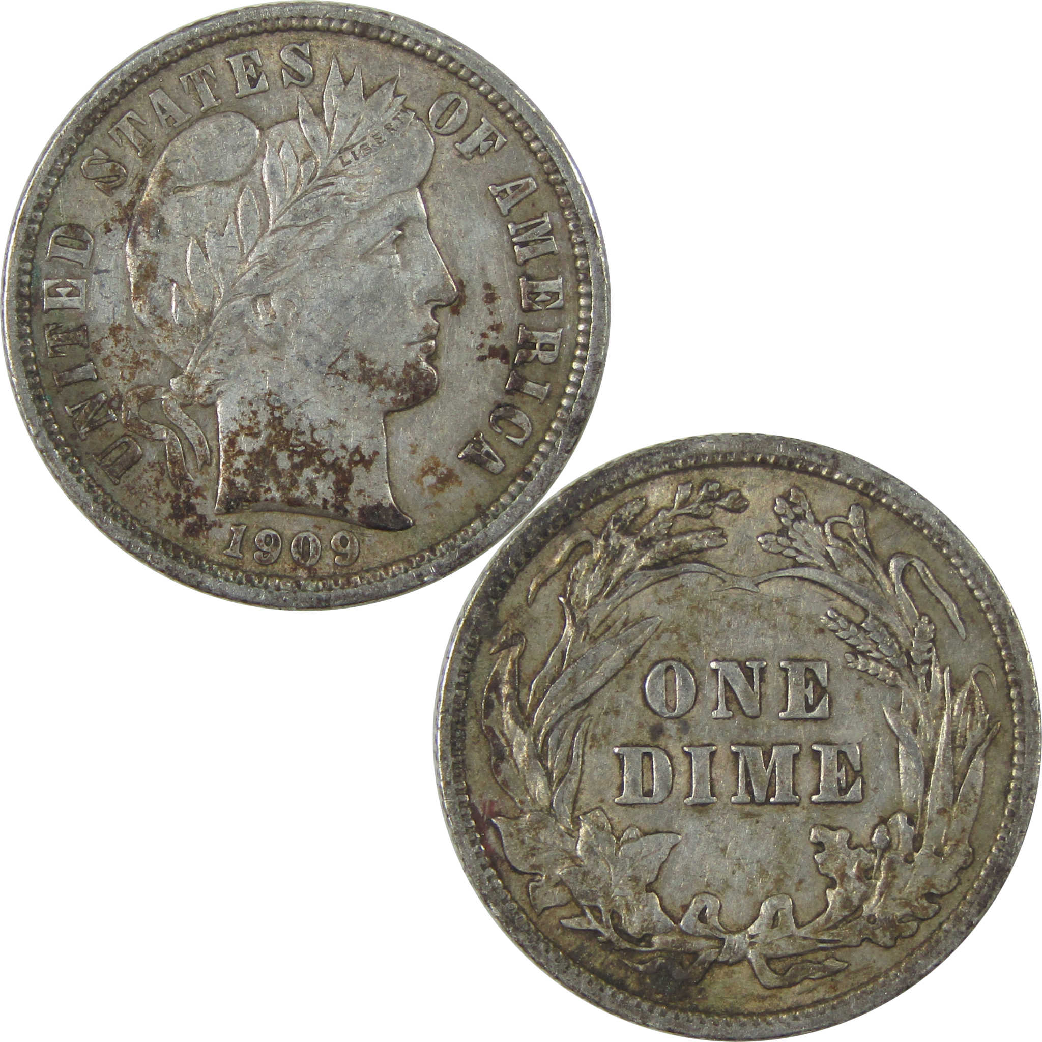 1909 Barber Dime XF EF Extremely Fine Silver 10c Coin SKU:I21104