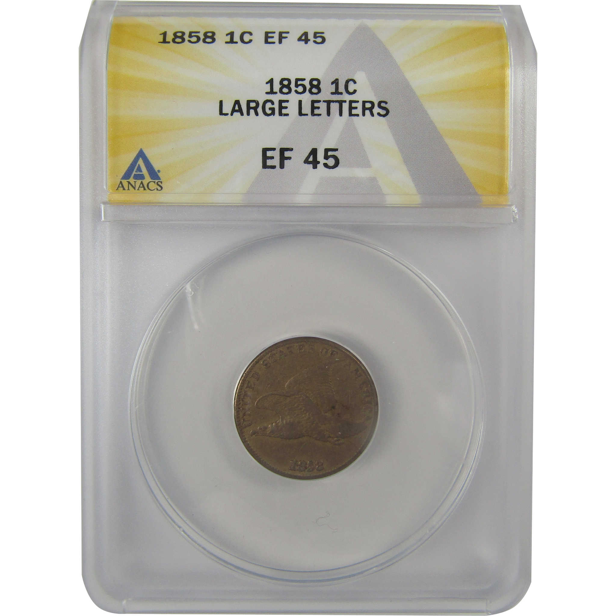 1858 Large Letters Flying Eagle Cent EF 45 ANACS Penny SKU:I21981
