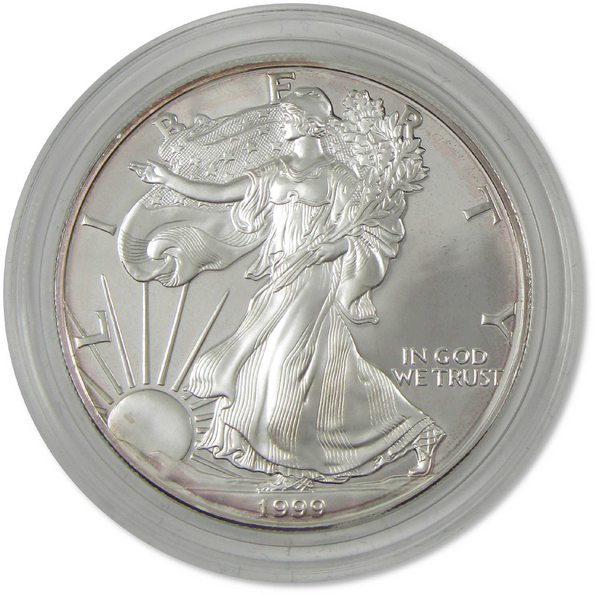 1999 P American Silver Eagle Choice Proof Bullion $1 Coin OGP COA