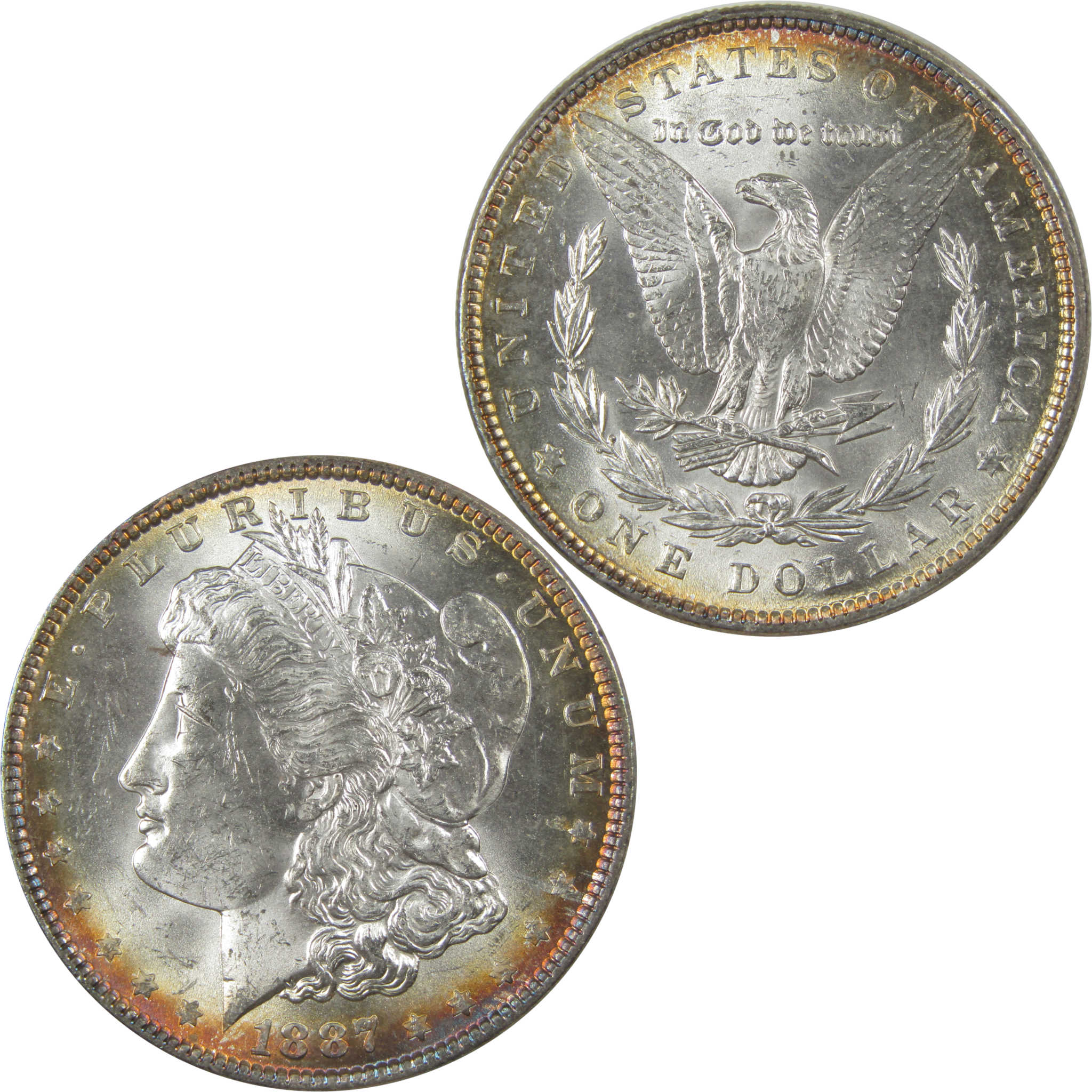 1887 Morgan Dollar Uncirculated Silver $1 Coin Toned SKU:I22431