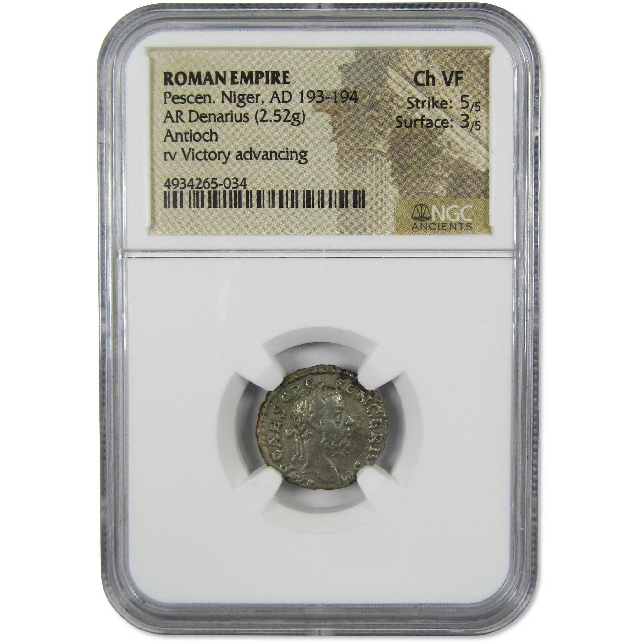 193-194 AD Pescennius Niger Silver Denarius Antioch CH VF NGC Ancient