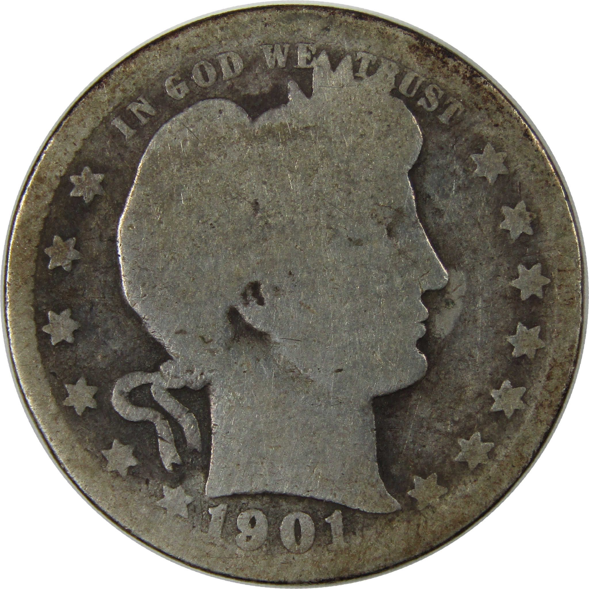 1901 O Barber Quarter AG About Good Details Silver 25c Coin SKU:I23719