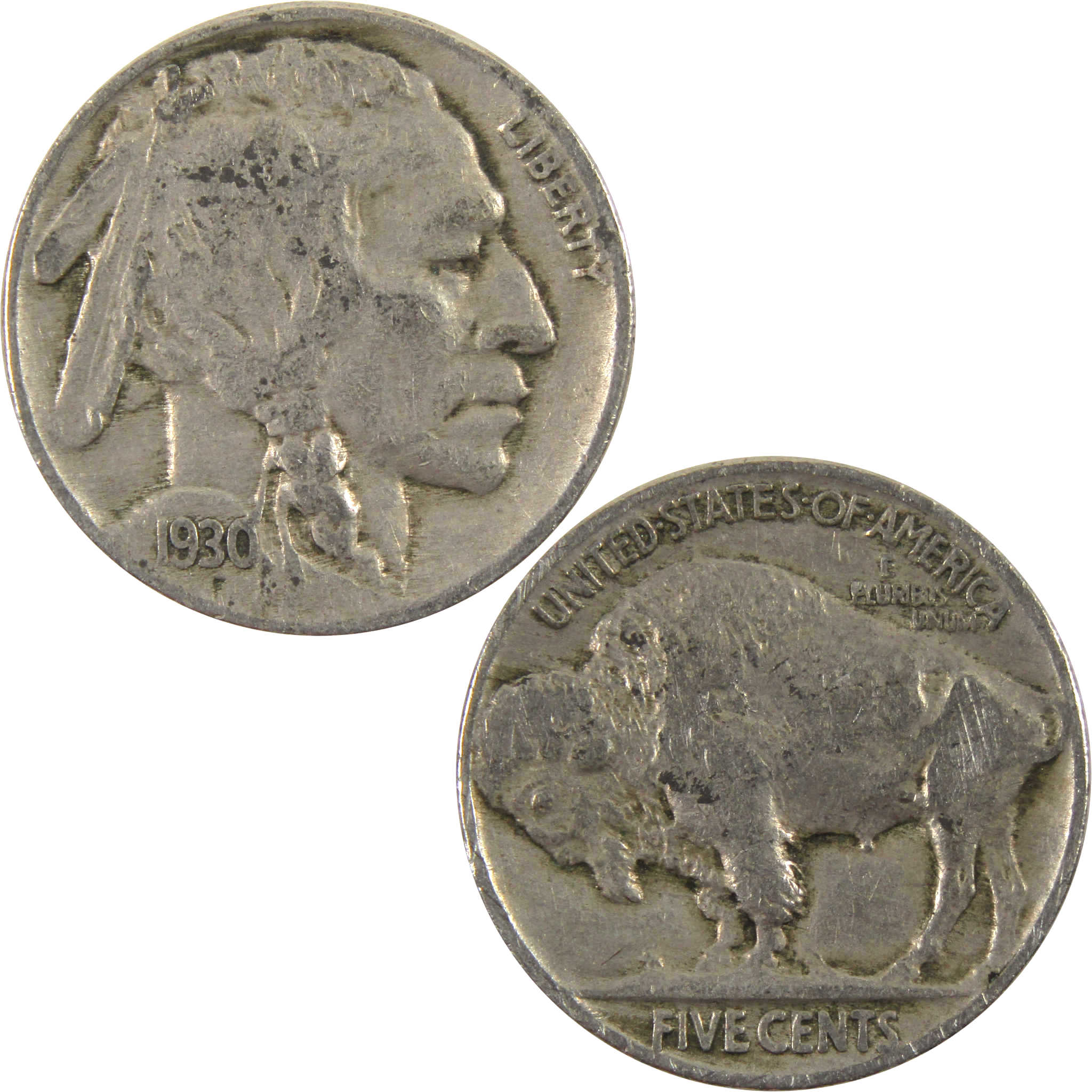 1930 Indian Head Buffalo Nickel AG About Good 5c Coin