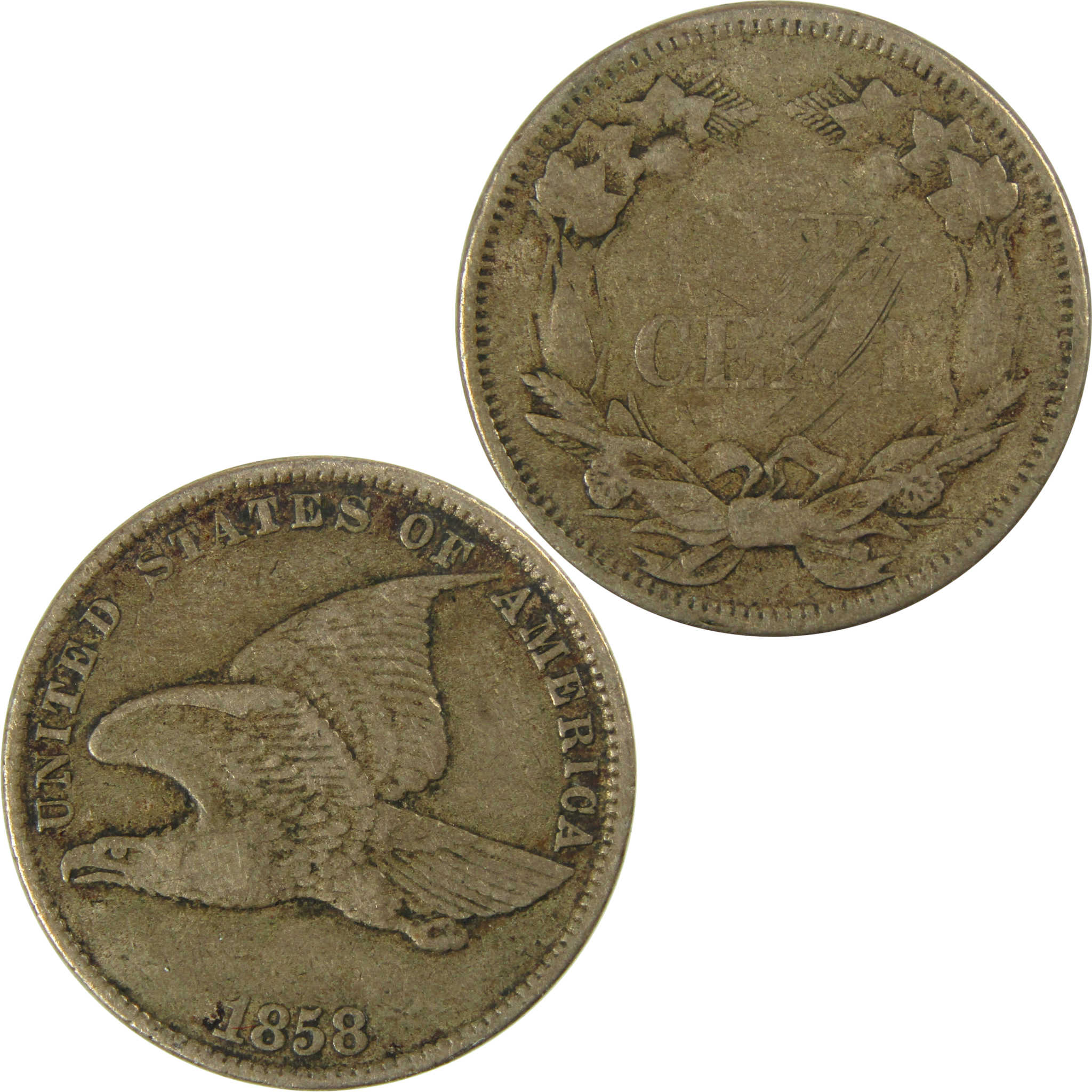 1858 Small Letters Flying Eagle Cent VF Very Fine Dets SKU:I27248