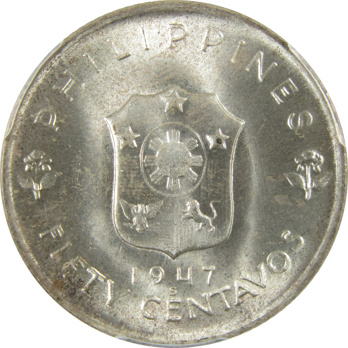 1947 S Philippines Douglas MacArthur Silver 50c MS 65 PCGS SKU:I28798