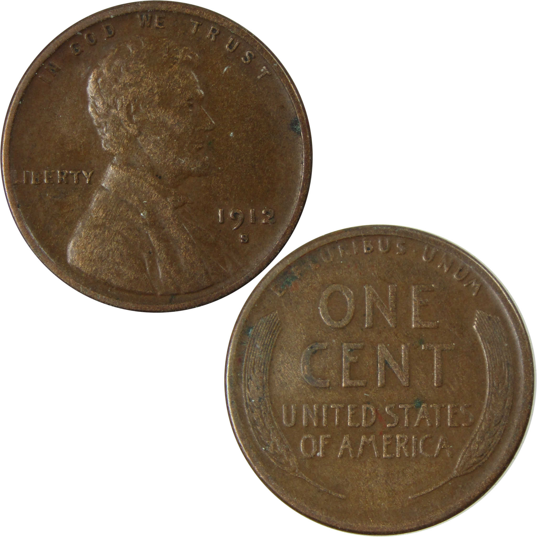 1912 S Lincoln Wheat Cent VF Very Fine Penny 1c Coin SKU:CP335