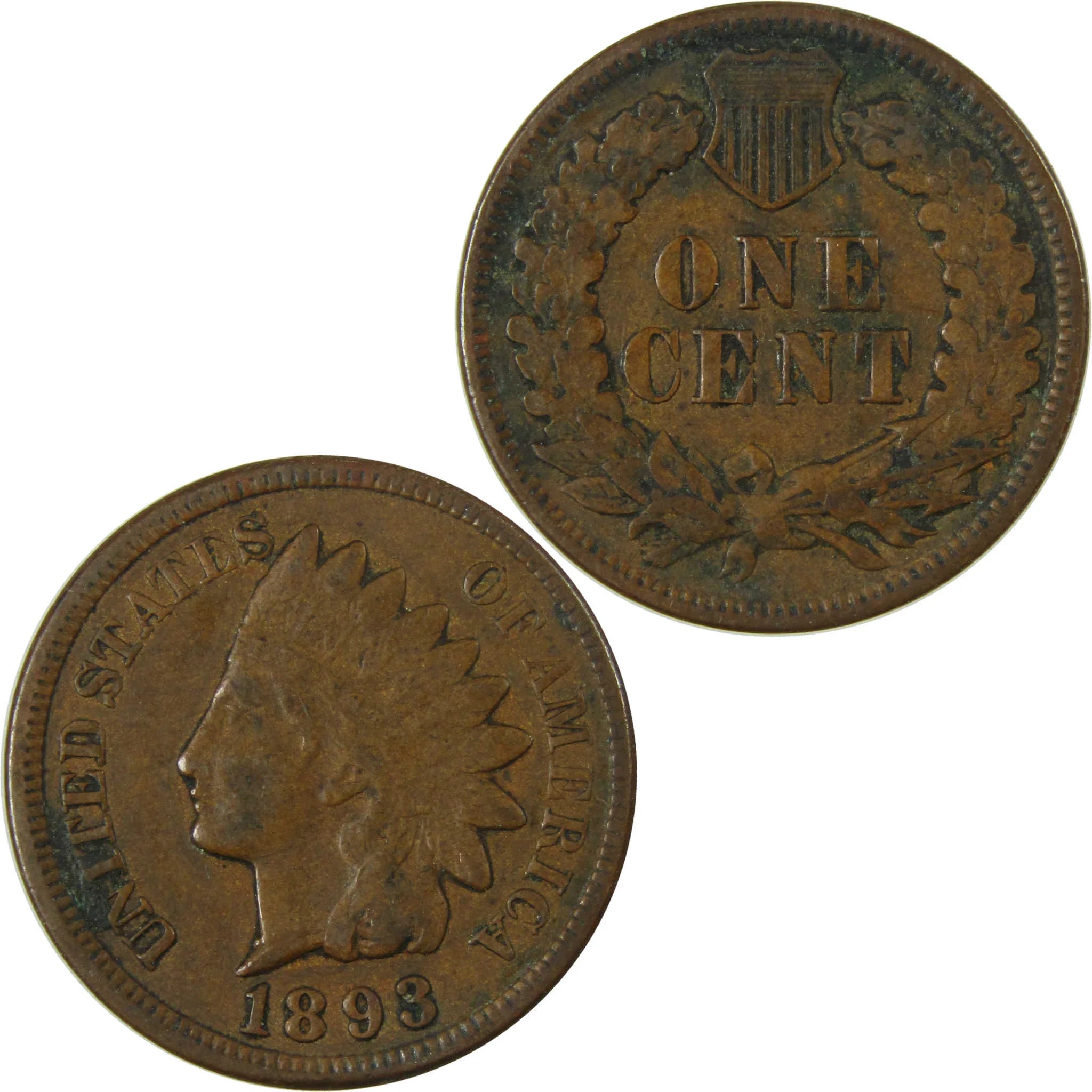 1893 Indian Head Cent F Fine Penny 1c Coin SKU:I26975