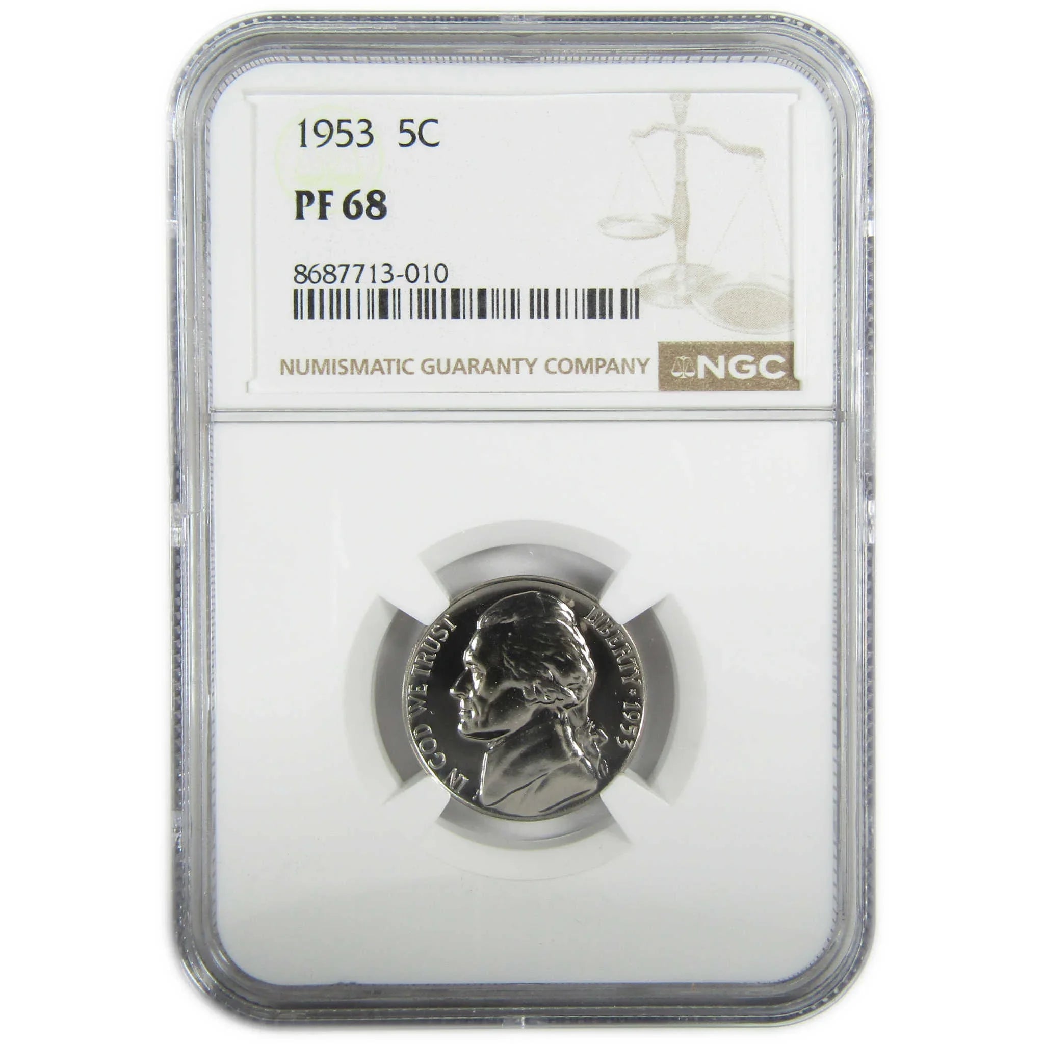 1953 Jefferson Nickel PF 68 NGC Proof 5c Coin Collectible SKU:I27346