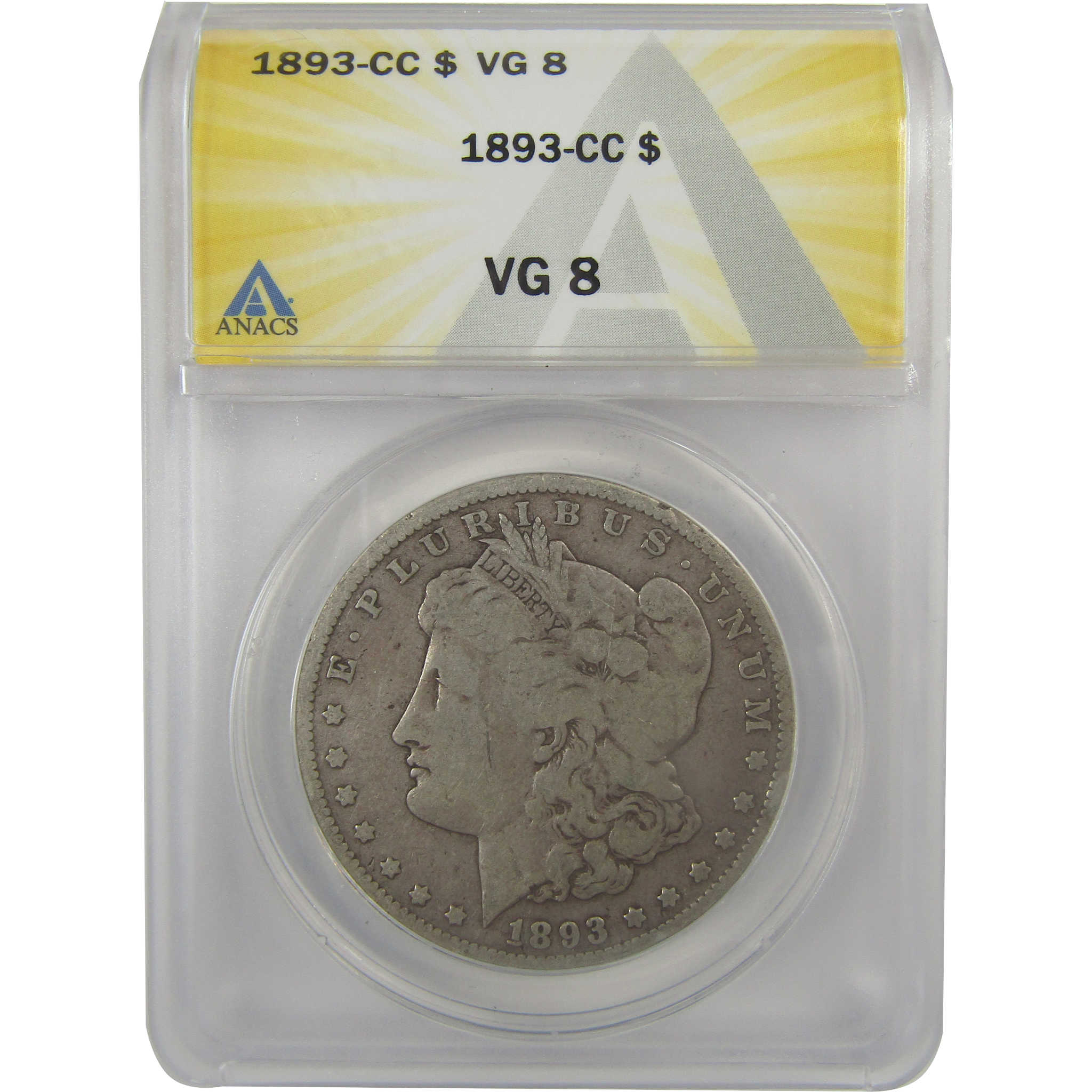1893 CC Morgan Dollar VG 8 ANACS Silver $1 Coin SKU:I22005 - Morgan coin - Morgan silver dollar - Morgan silver dollar for sale - Profile Coins & Collectibles