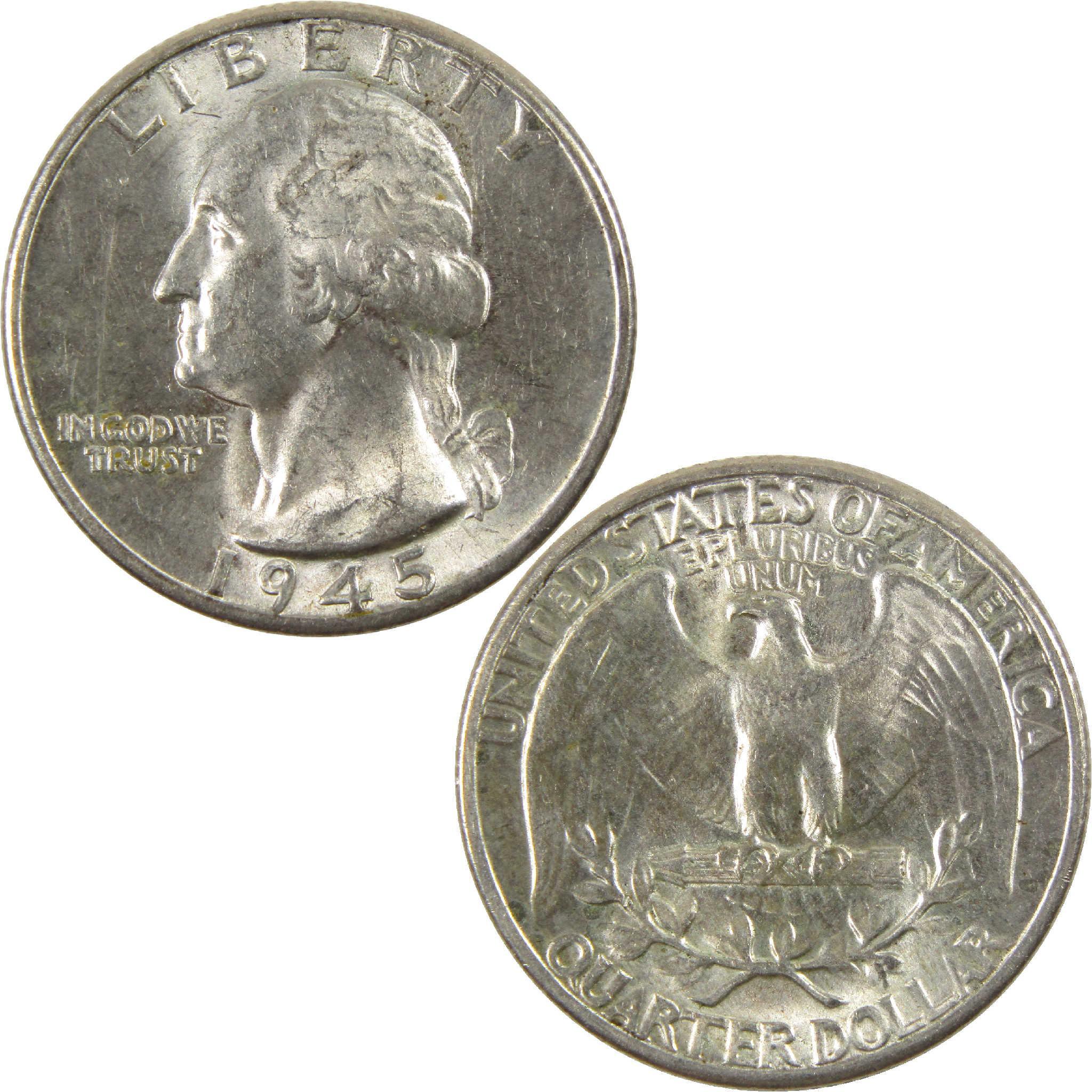 1945 Washington Quarter AU About Uncirculated Silver 25c Coin