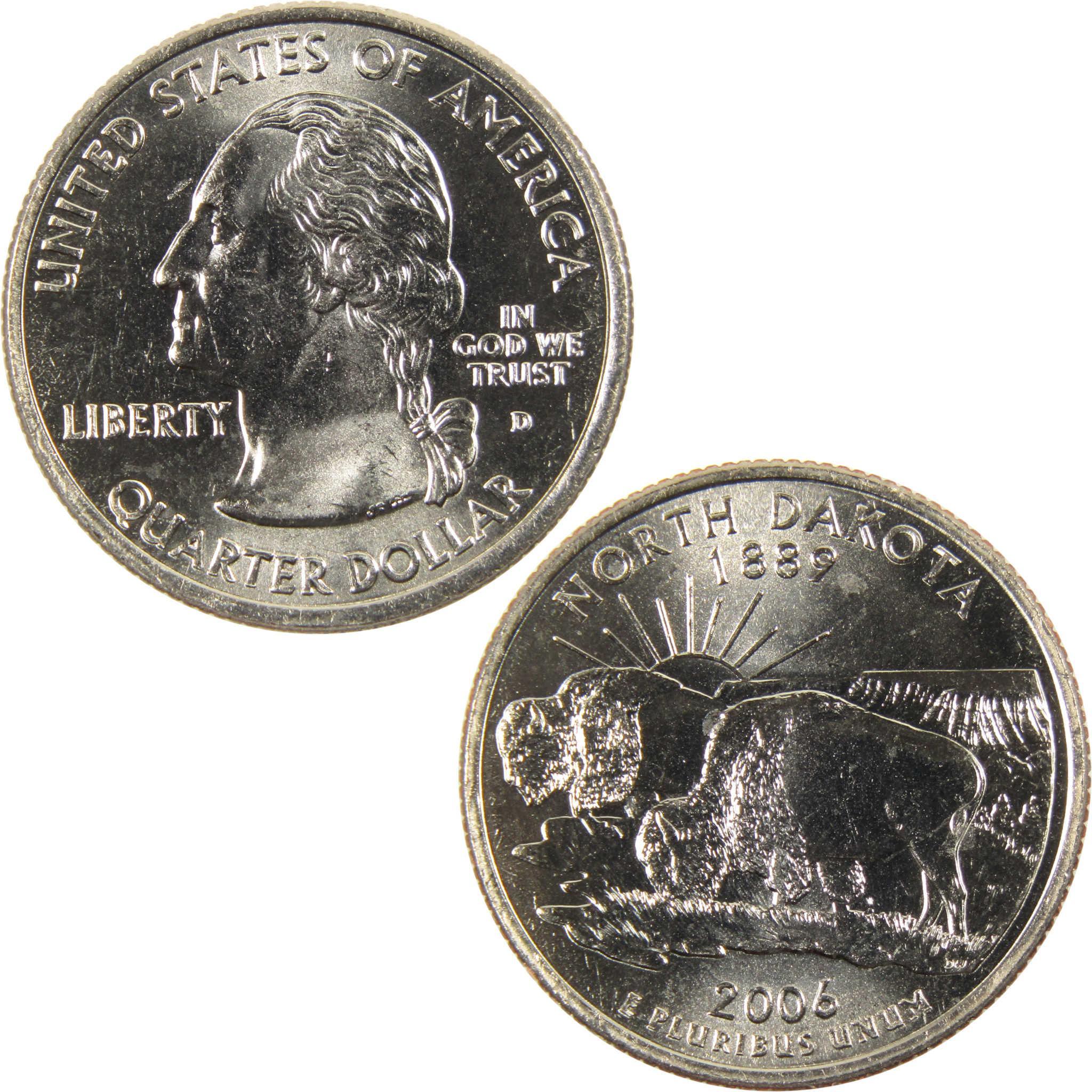 2006 D North Dakota State Quarter BU Uncirculated Clad 25c Coin
