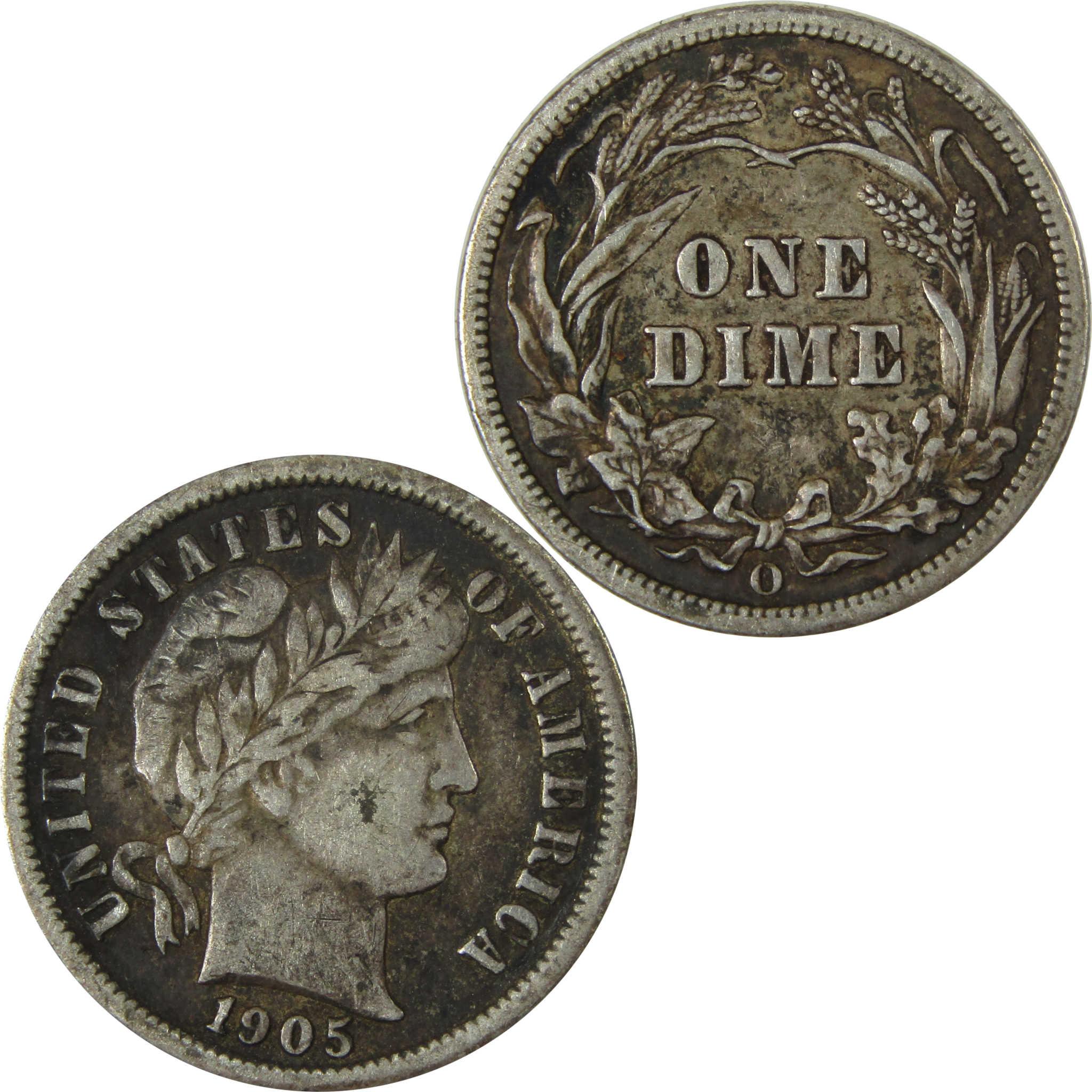 1905 O Barber Silver Dime F Fine Details 10c Coin SKU:CP1011