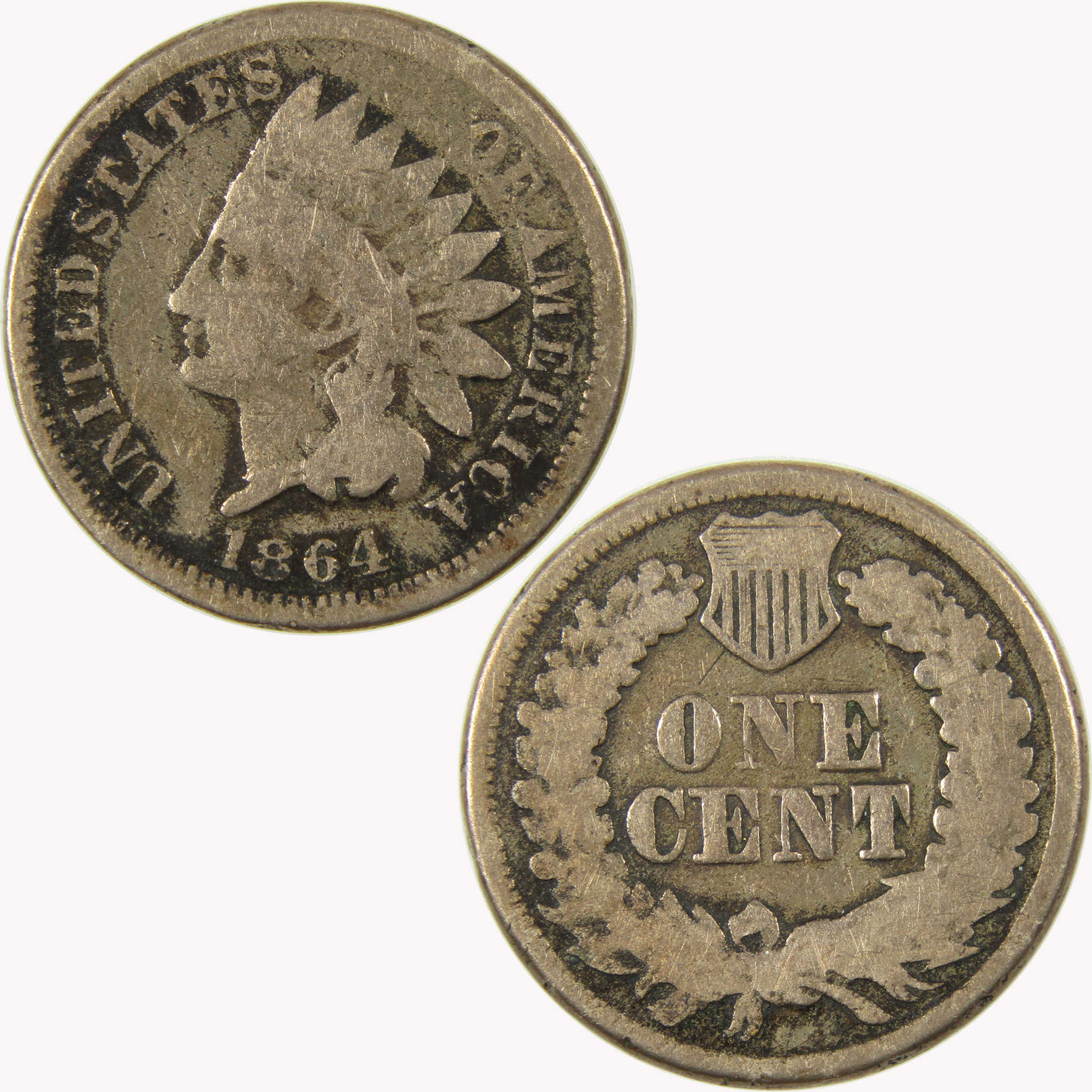 1864 Indian Head Copper-Nickel Cent G Good Penny 1c Coin SKU:CP1070