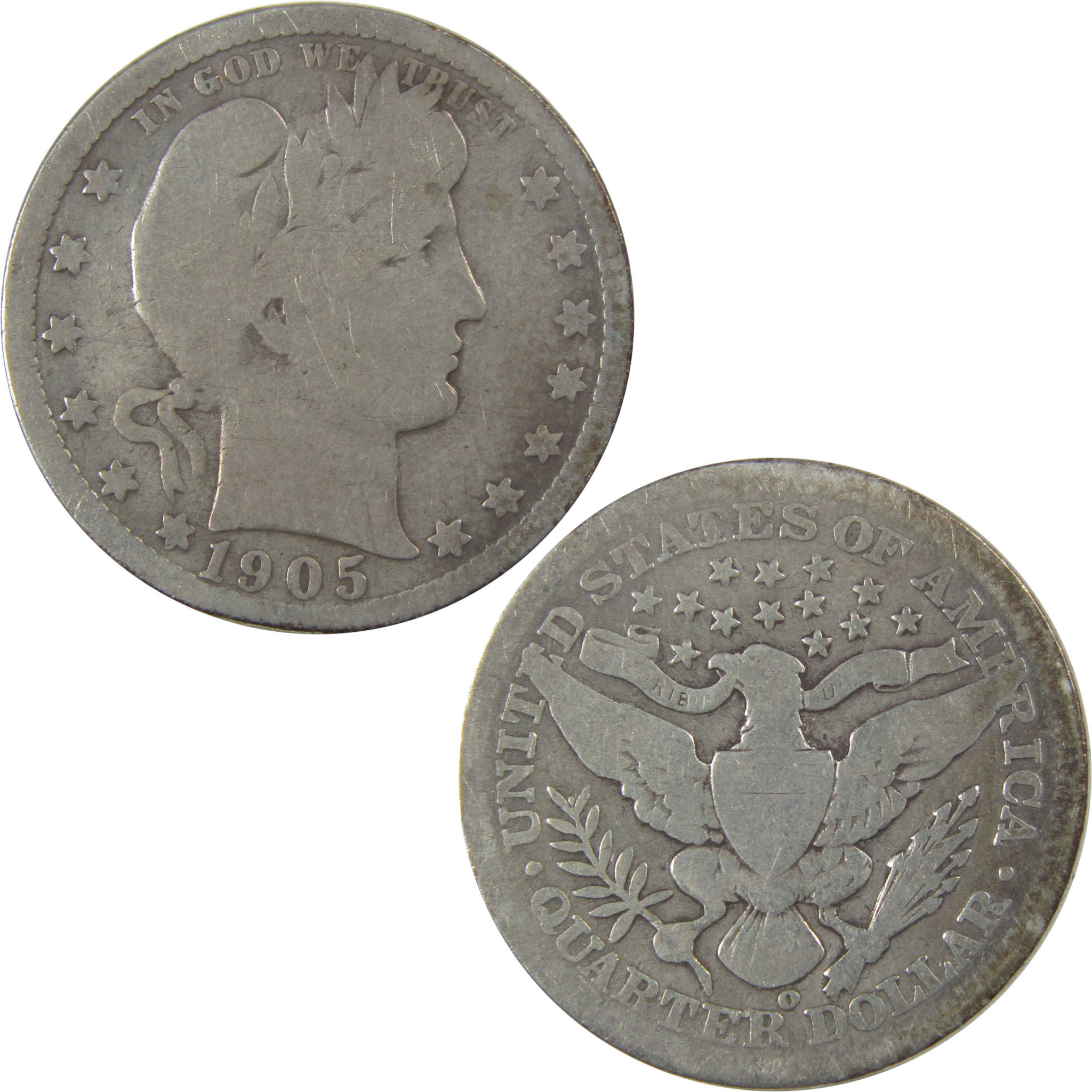 1905 O Barber Quarter G Good Details Silver 25c Coin SKU:I21830