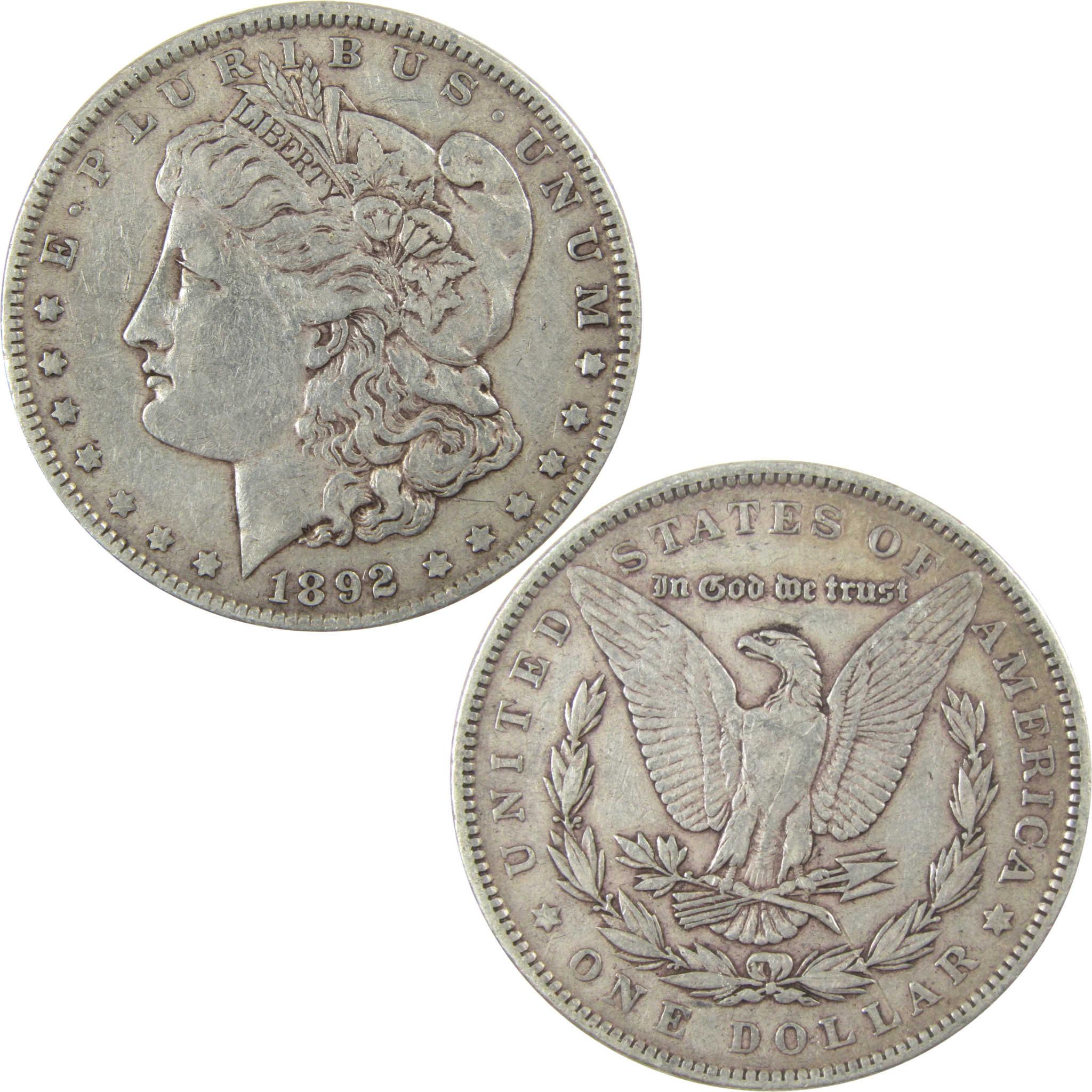 1892 Morgan Silver Dollar VF Very Fine Details $1 Coin SKU:I24984 - Morgan coin - Morgan silver dollar - Morgan silver dollar for sale - Profile Coins & Collectibles