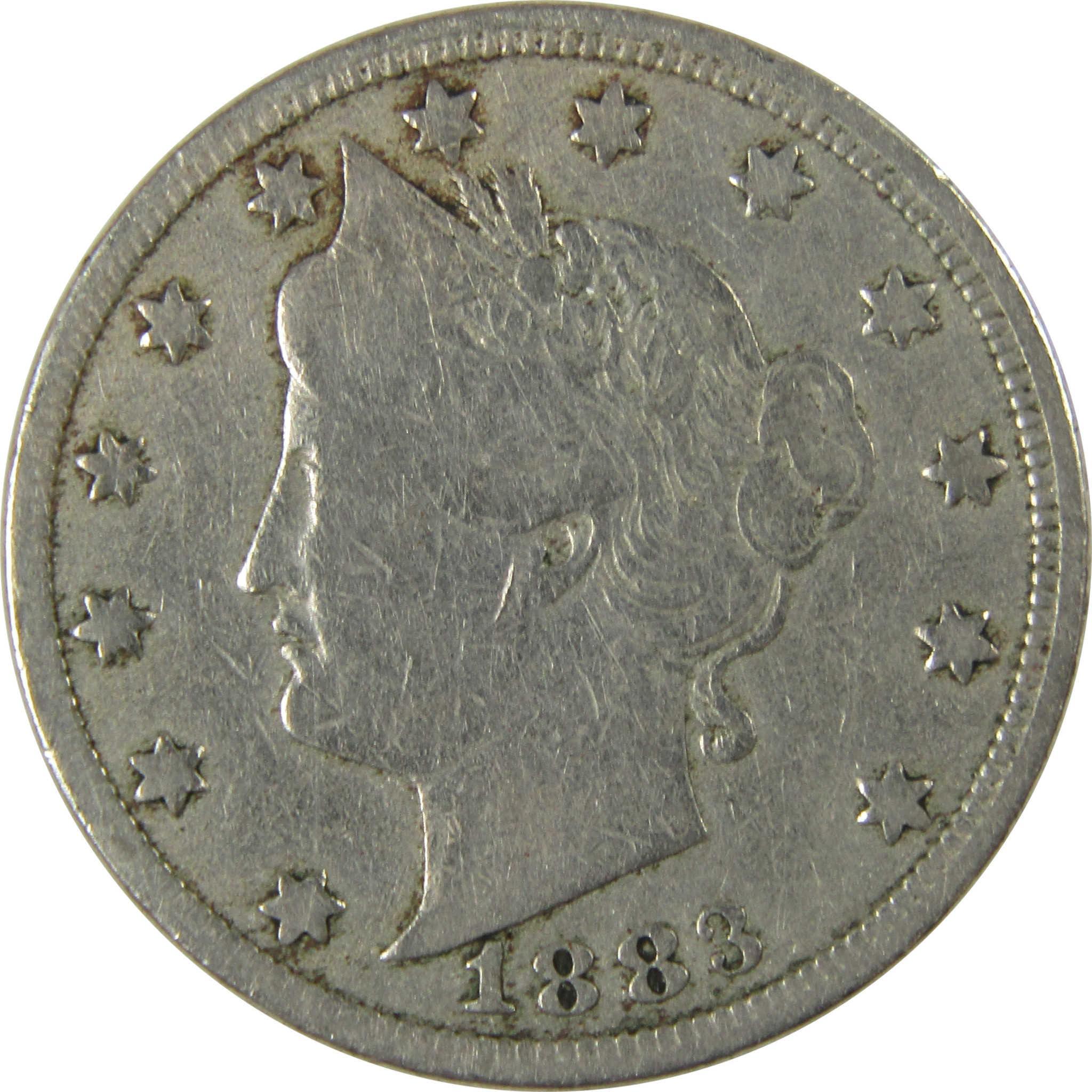 1883 No Cents Liberty Head V Nickel F Fine 5c Coin SKU:I26499