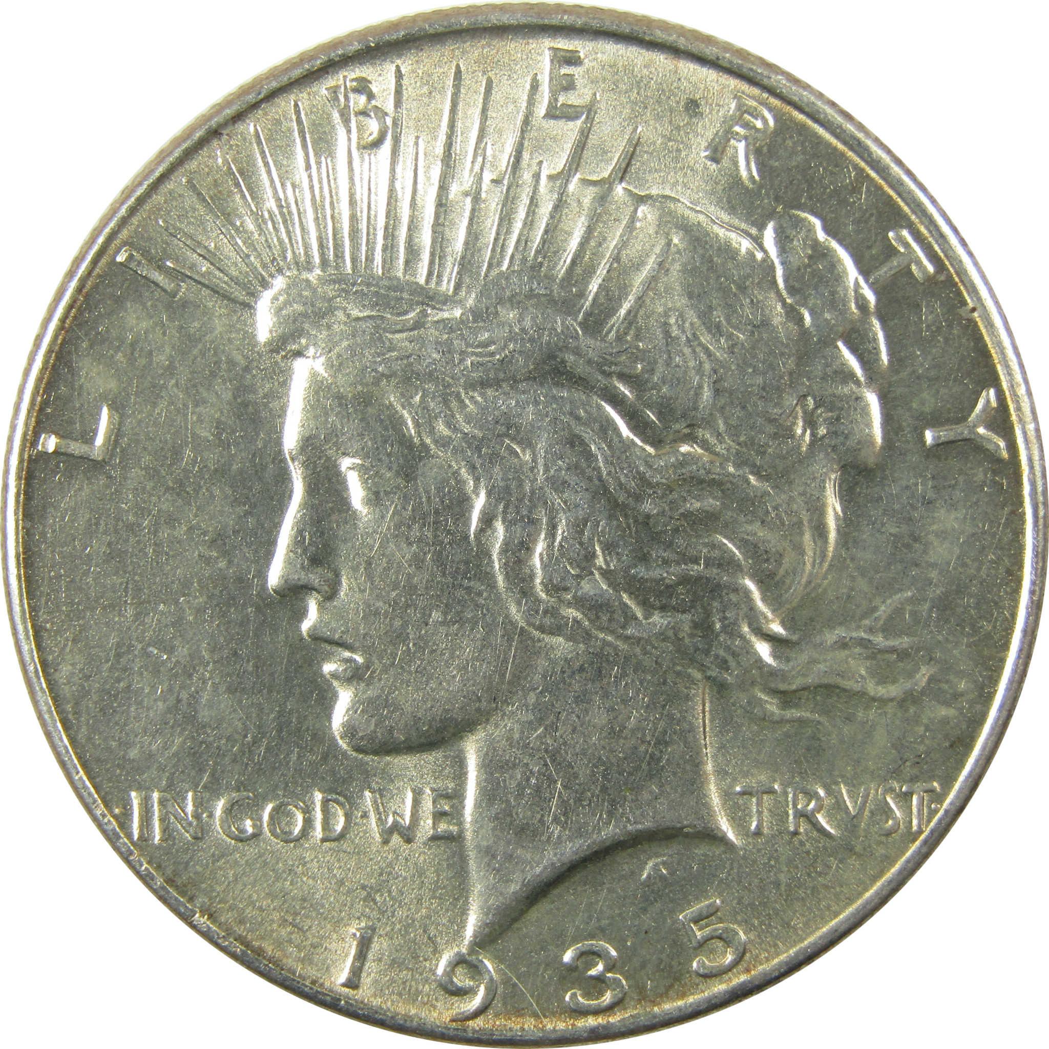 1935 Peace Silver Dollar AU About Uncirculated $1 Coin SKU:I24774