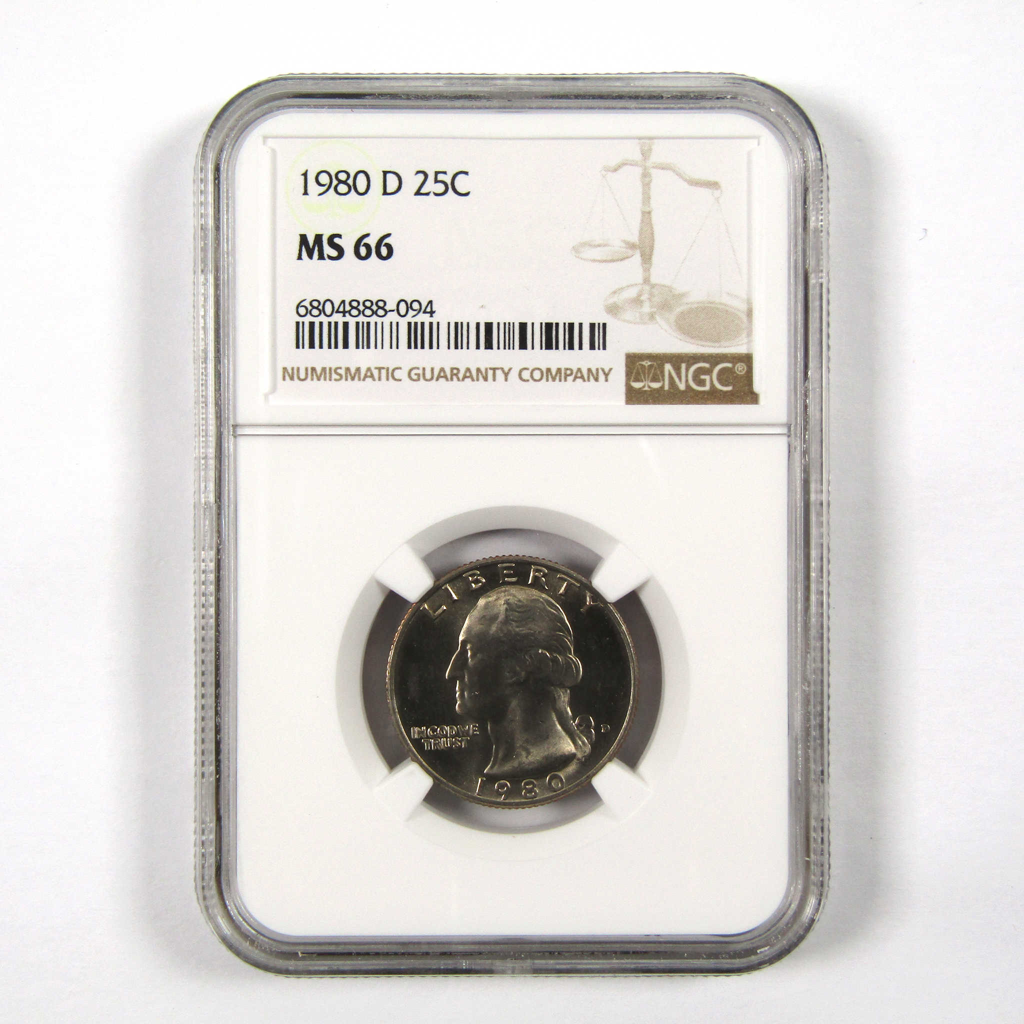 1980 D Washington Quarter MS 66 NGC Clad 25c Uncirculated SKU:I9502