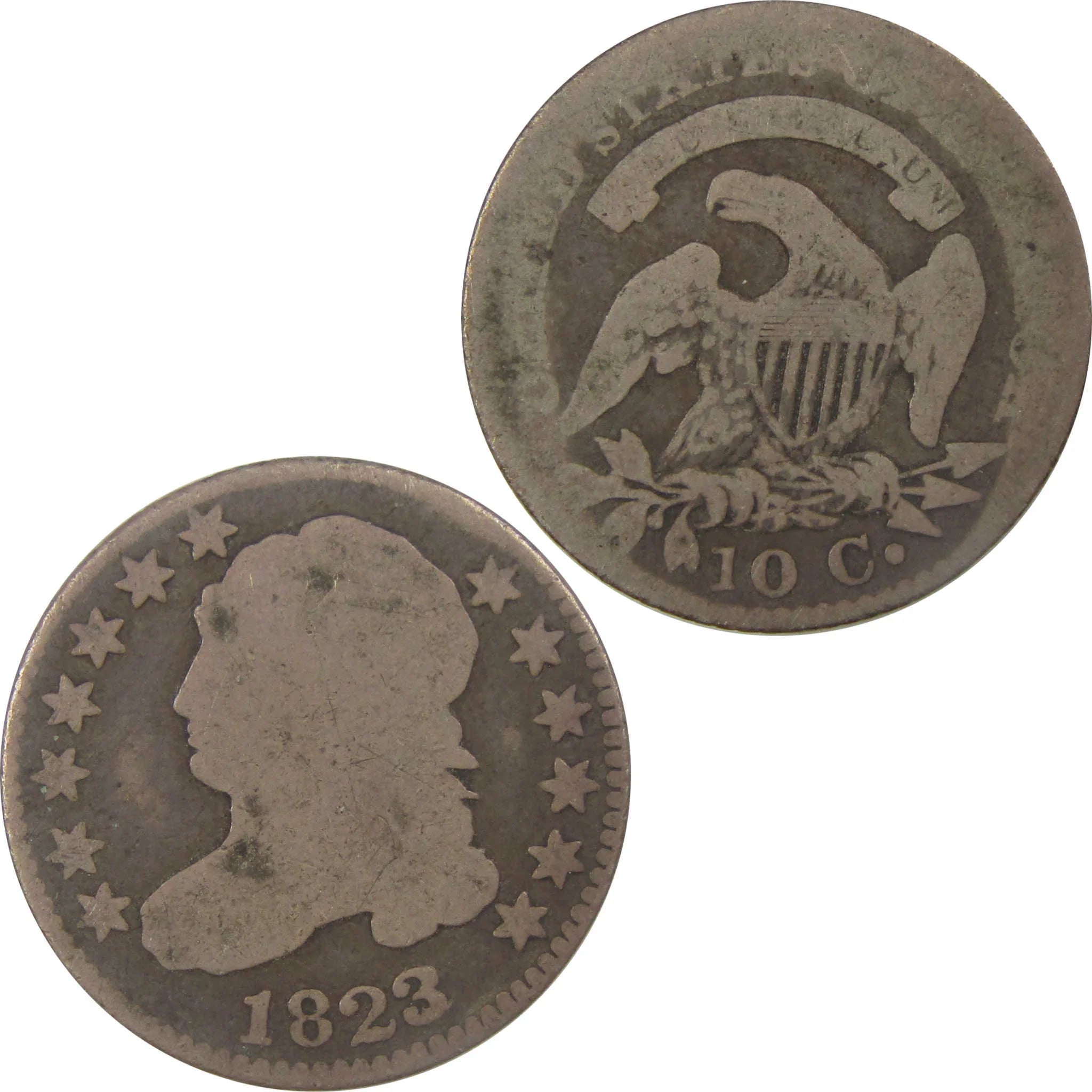 1823/2 Capped Bust Dime AG About Good Silver 10c Coin SKU:I21647