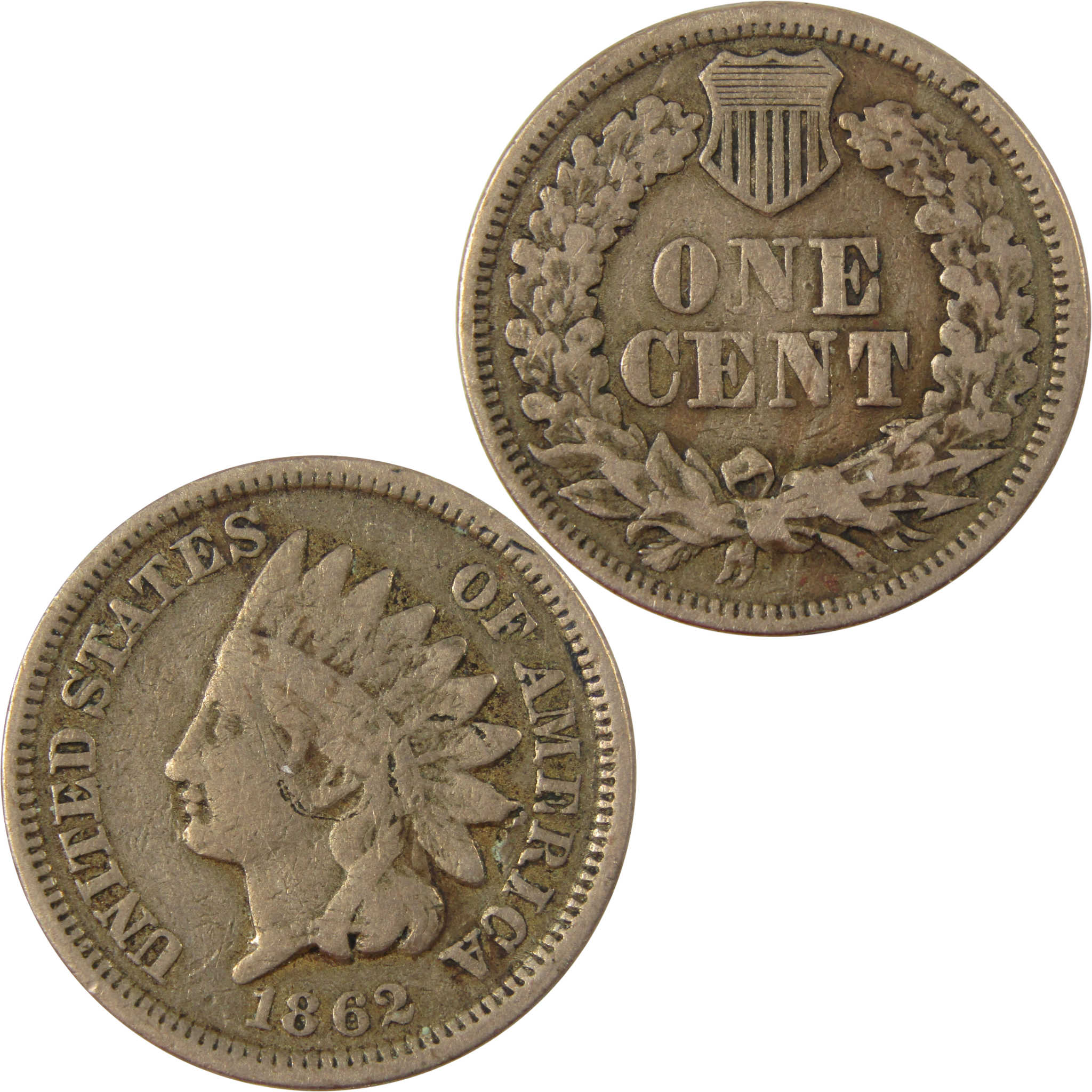 1862 Indian Head Cent G Good Details Penny 1c Coin SKU:CP1251