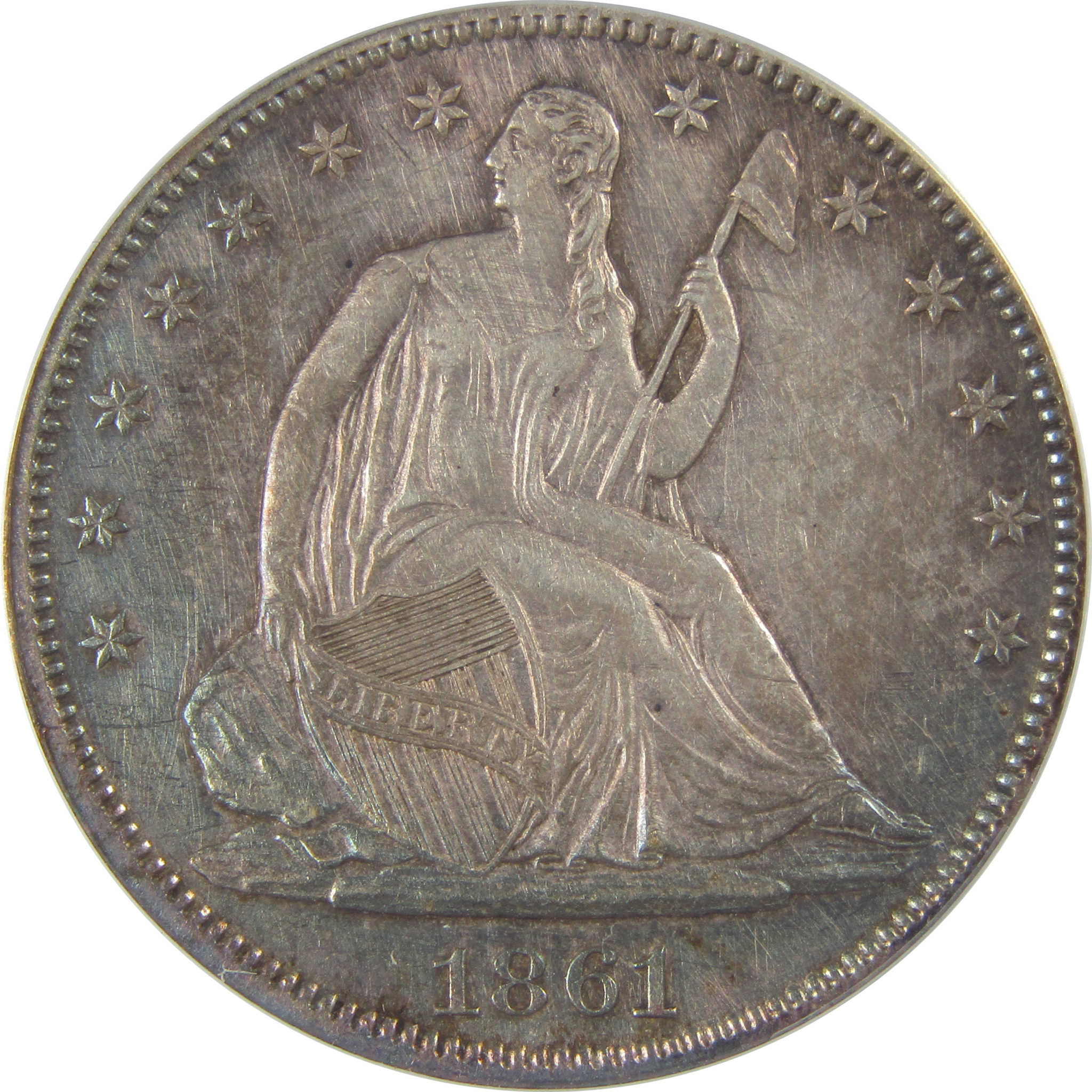 1861 Seated Liberty Half Dollar AU 58 Details ANACS Silver SKU:CPC1149