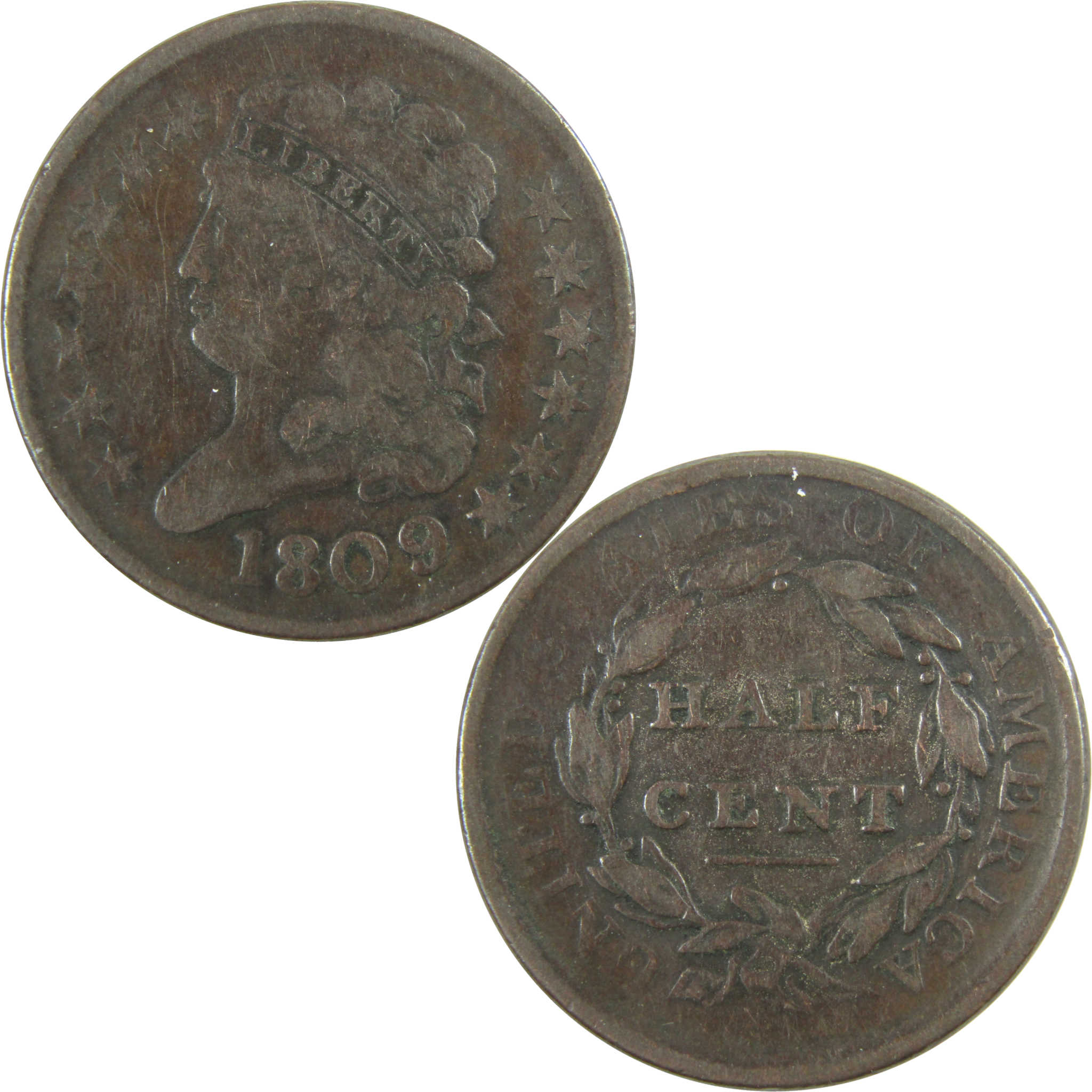 1809 Classic Head Copper Half Cent VF Very Fine 1/2 Cent SKU:I28208