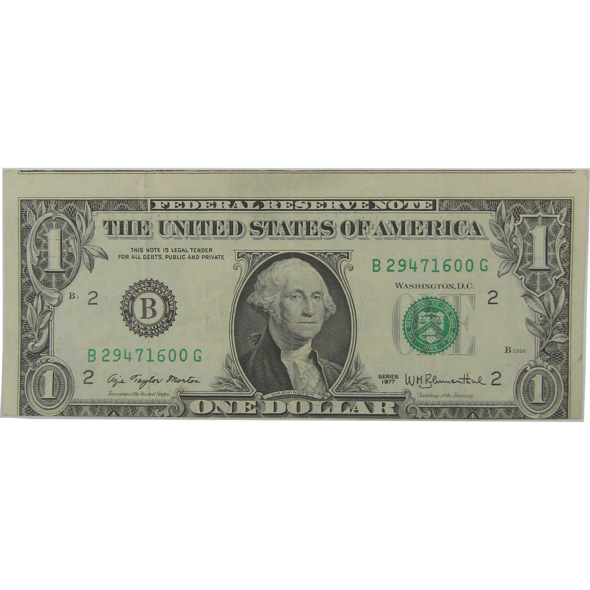 1977 $1 Small Size Federal Reserve Note VF Very Fine Faulty Alignment