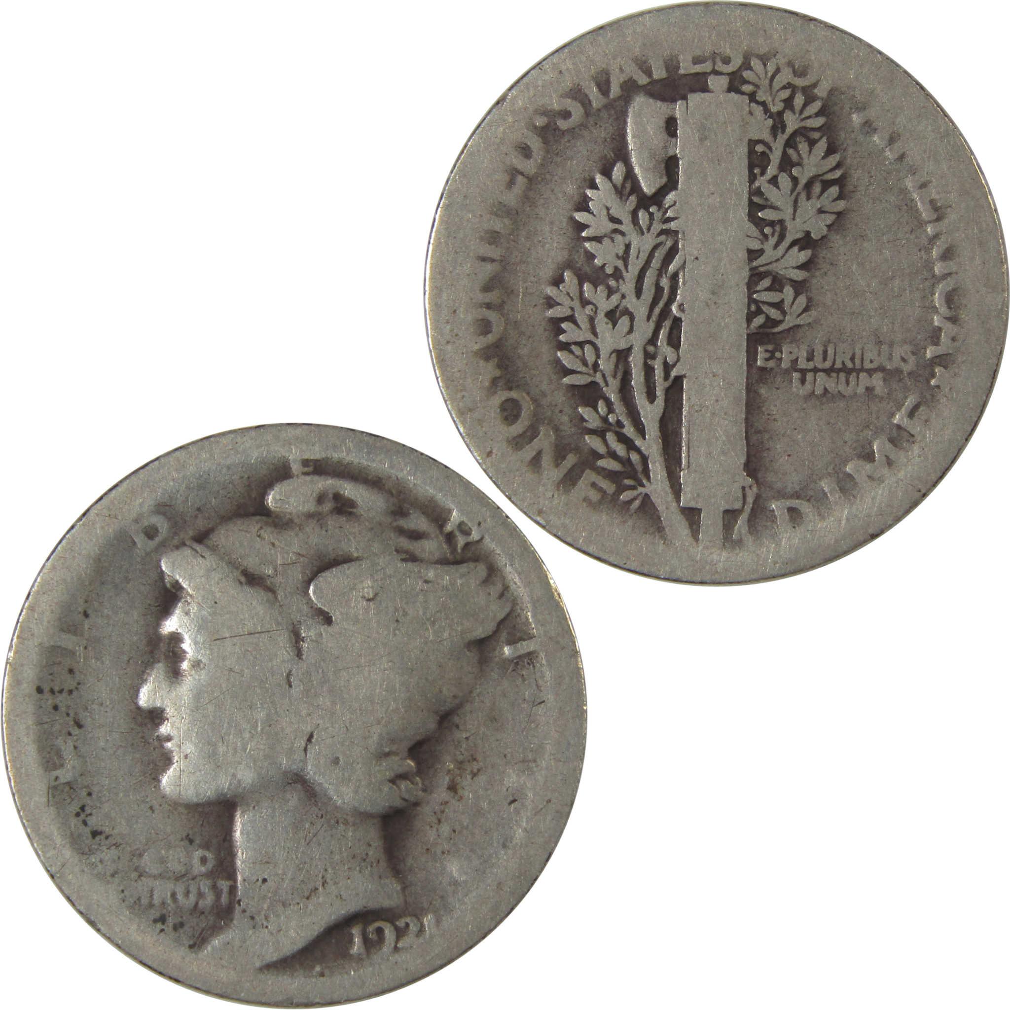 1921 Mercury Dime AG About Good Silver 10c Coin SKU:I22755
