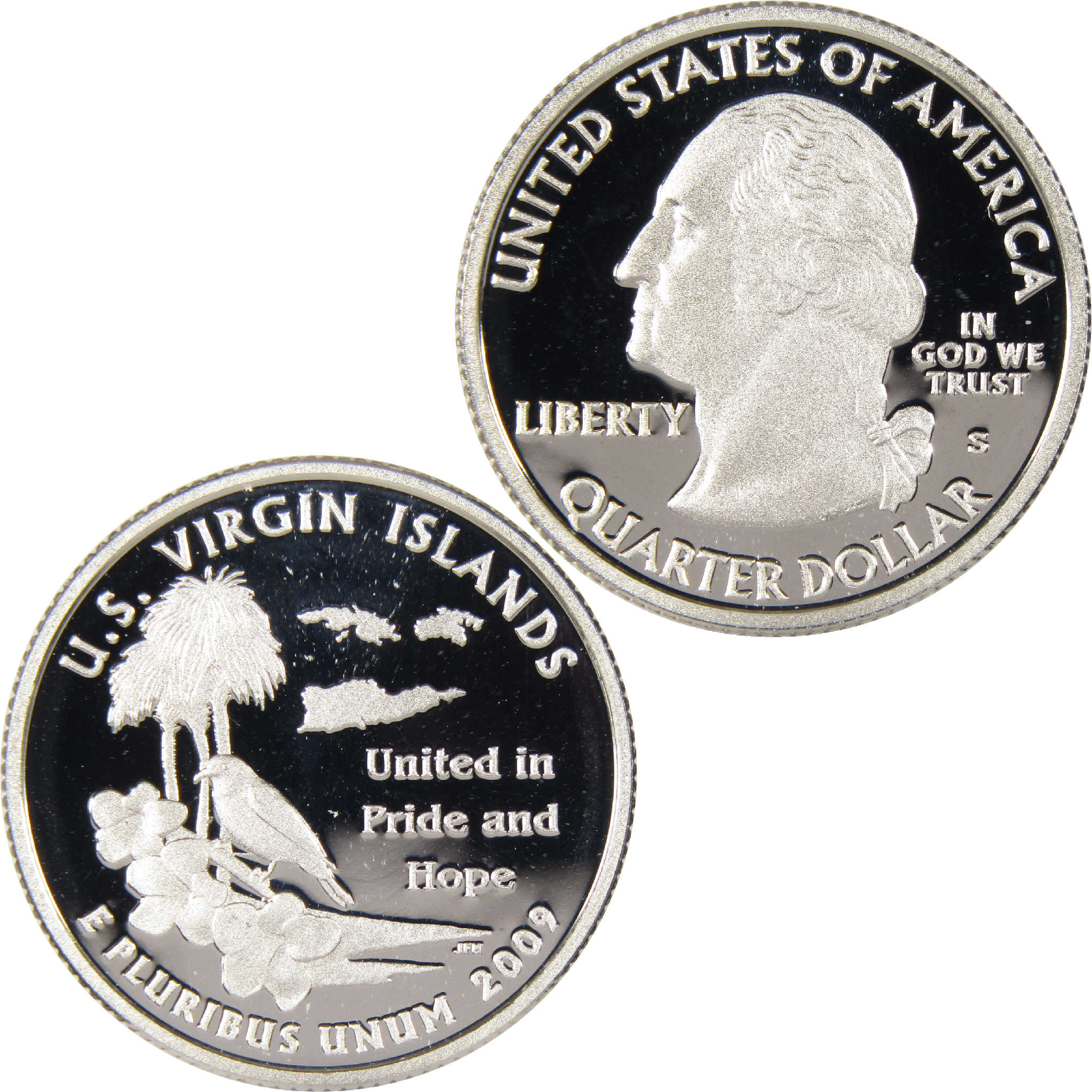 2009 S U.S. Virgin Island DC & US Territories Quarter Silver Proof 25c