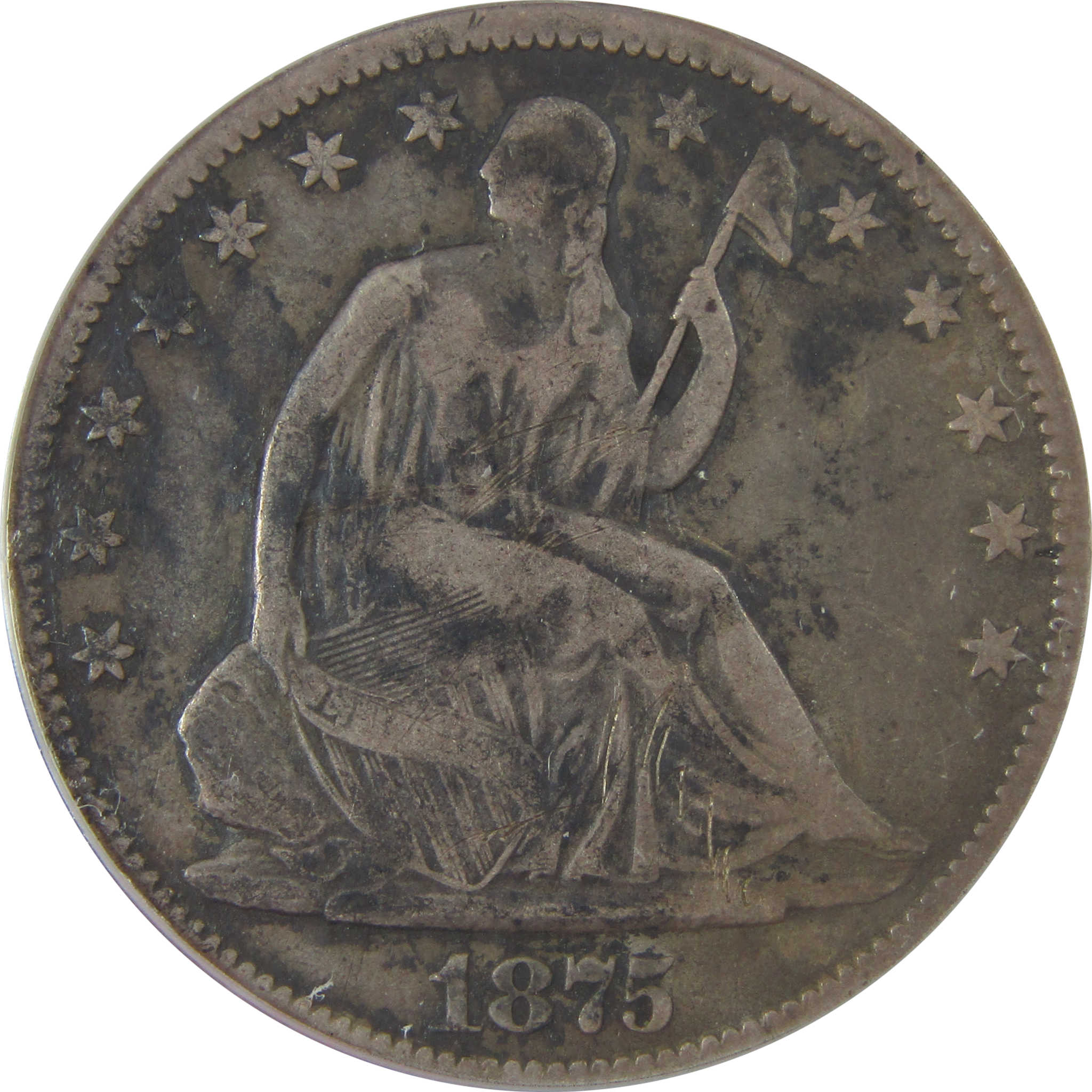 1875 Seated Liberty Half Dollar F 12 Details ANACS Silver SKU:CPC1174