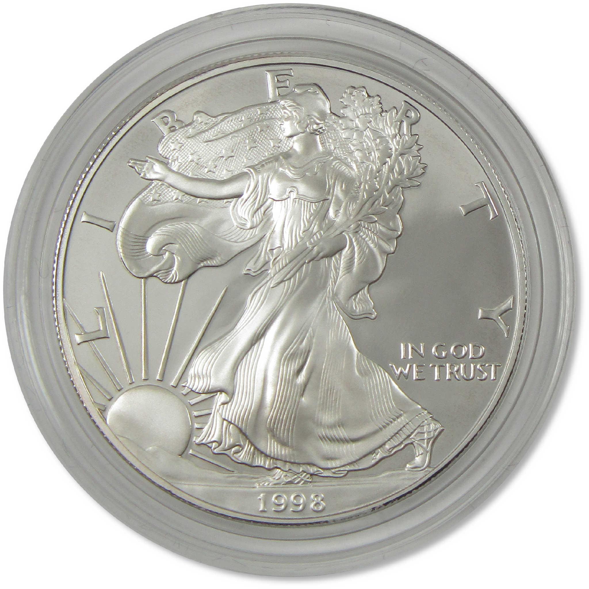 1998 P American Silver Eagle Choice Proof Bullion $1 Coin OGP COA