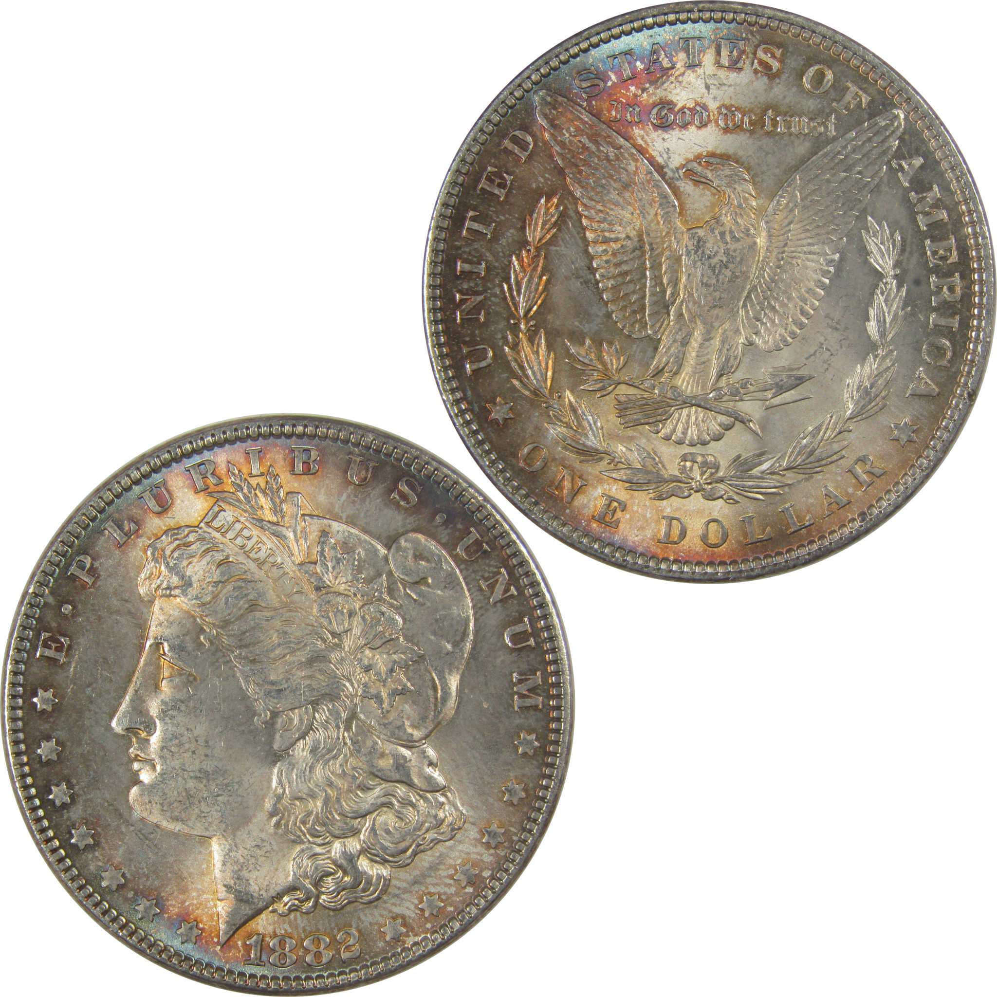 1882 Morgan Dollar Uncirculated Silver $1 Coin Toned SKU:CPC1119