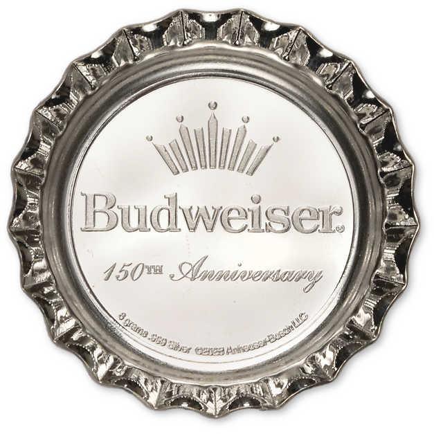 Budweiser Anheuser-Busch Silver Bottle Cap Collectible