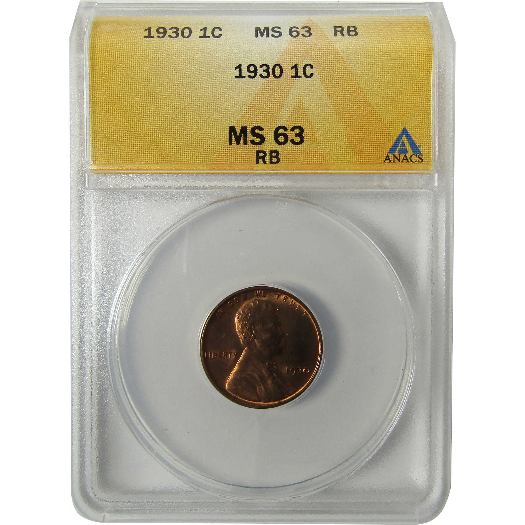 1930 Lincoln Wheat Cent MS 63 RB ANACS Uncirculated Penny SKU:I28448