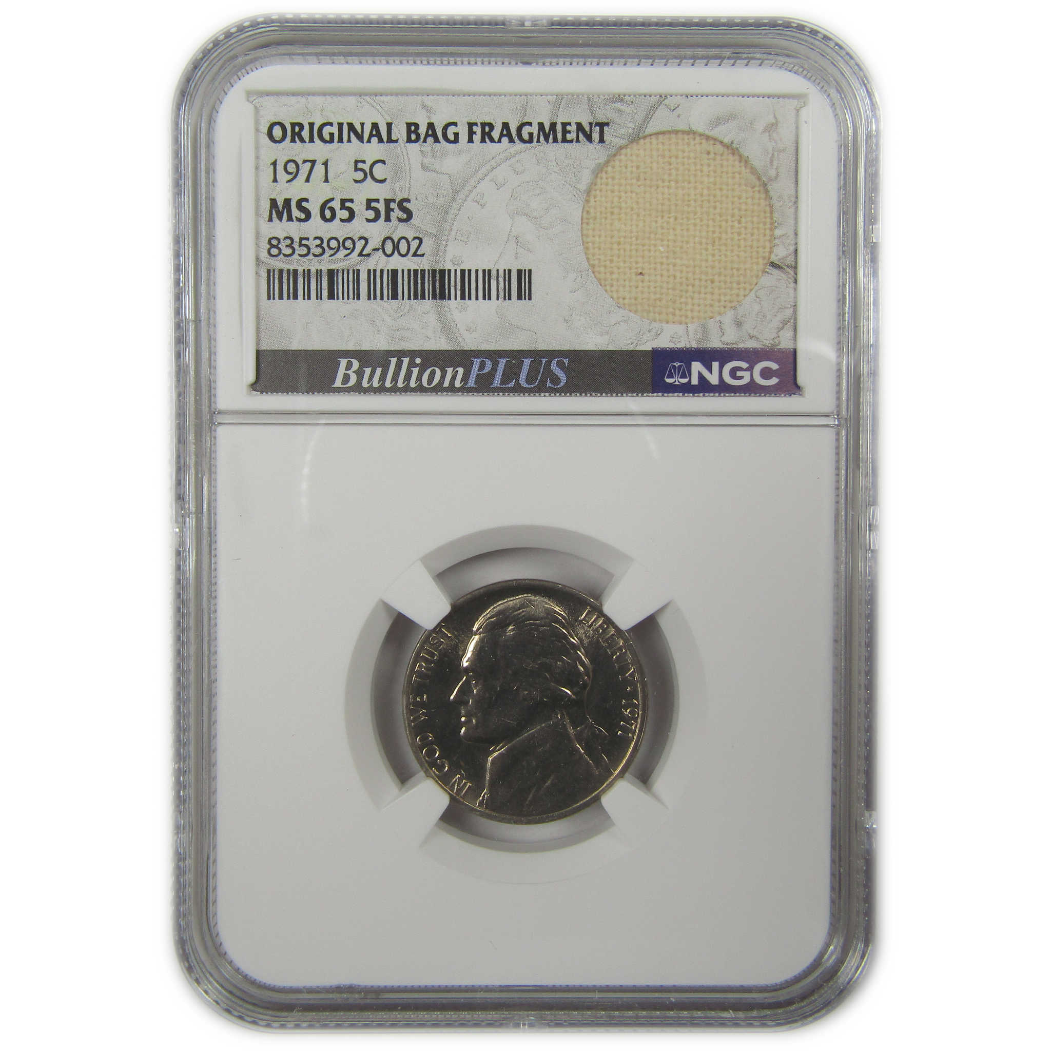 1971 Jefferson Nickel MS 65 5FS NGC Original Bag Fragment SKU:I22107